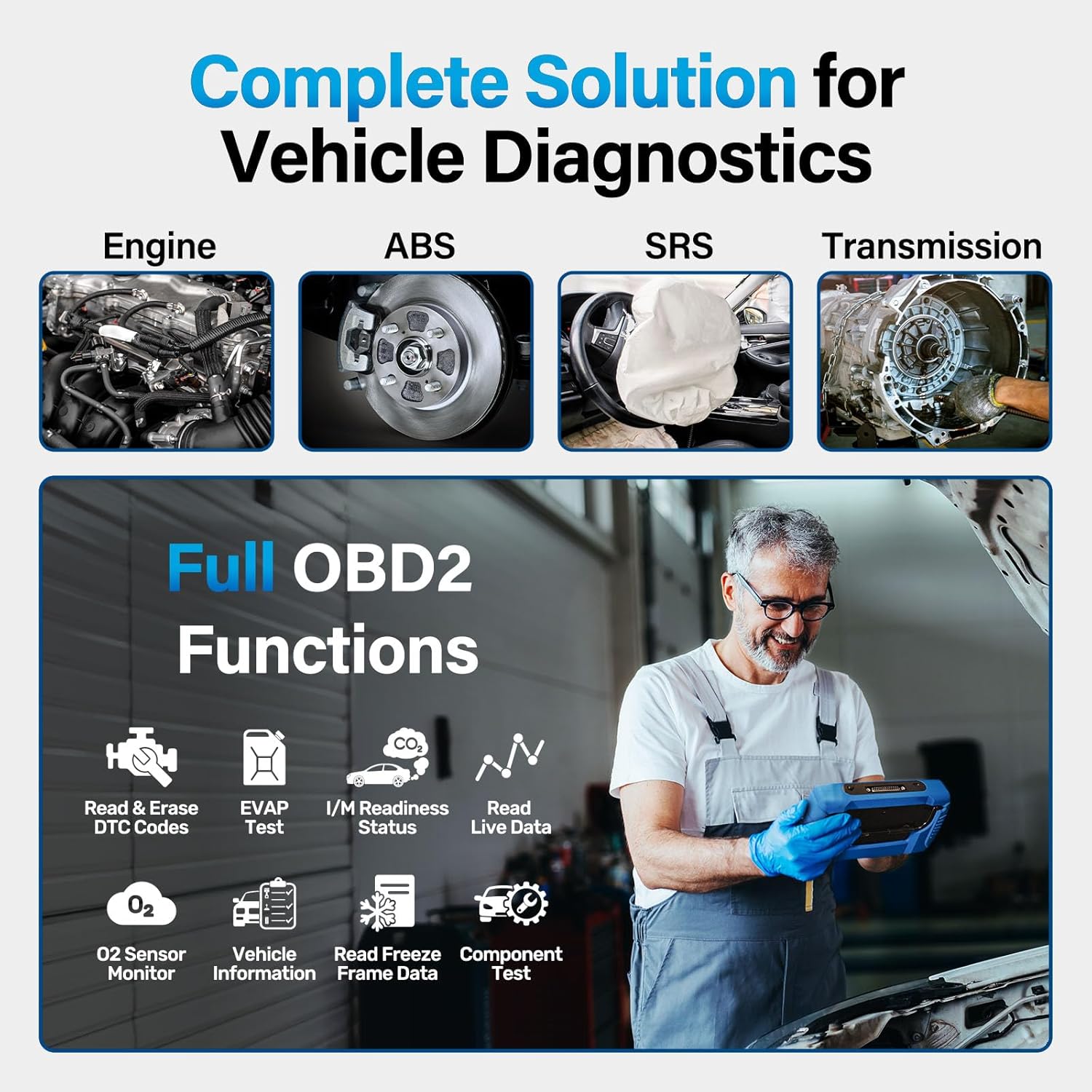 BLCKTEC 460T OBD2 Scanner Car Code Reader Engine ABS SRS Transmission Diagnostic Tool, 12 Reset Services, Oil/TPMS/EPB/BMS/SAS/DPF/Throttle Reset, ABS Bleeding, Battery Test, Auto VIN, Free Update - Image 2