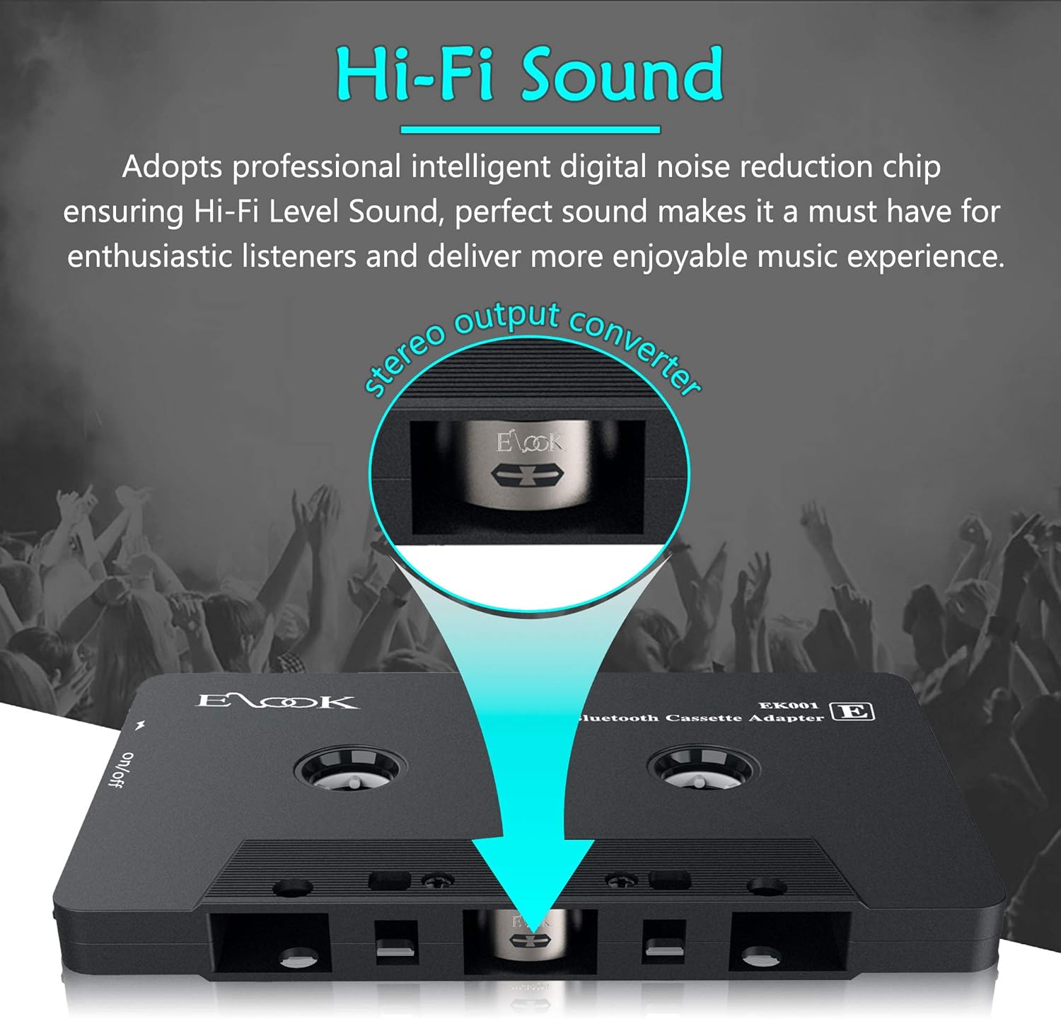 Elook Car Audio Receiver, Bluetooth Cassette Receiver Tape Aux Adapter Player with Bluetooth 5.0 - Image 3