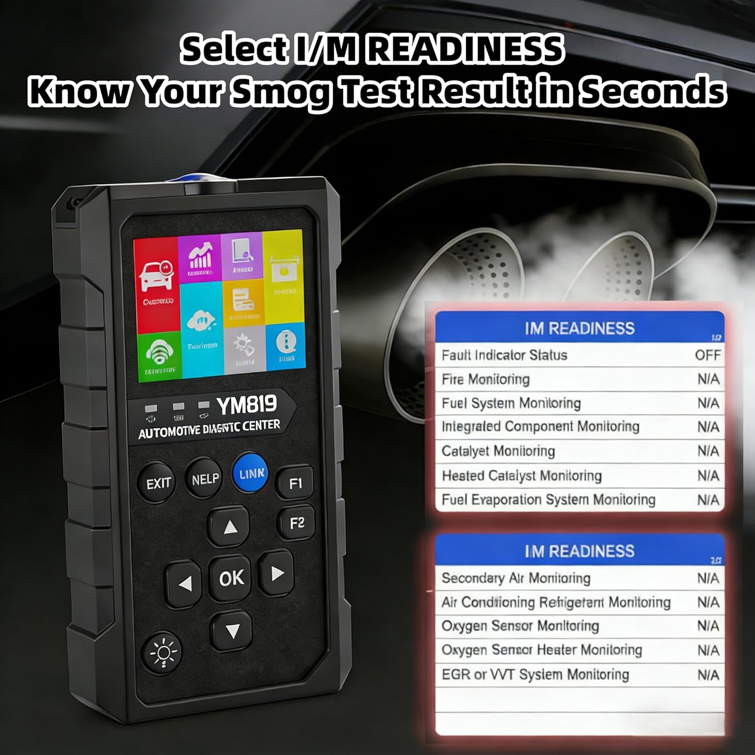 2-in-1 Handheld OBD2 Scanner, Bluetooth Car Diagnostic Tool with Built-in Screen, Auto Code Reader with Free App, Check Engine Light Reset, Live Data & I/M Readiness for 1996+ 12V Gasoline Vehicles - Image 4
