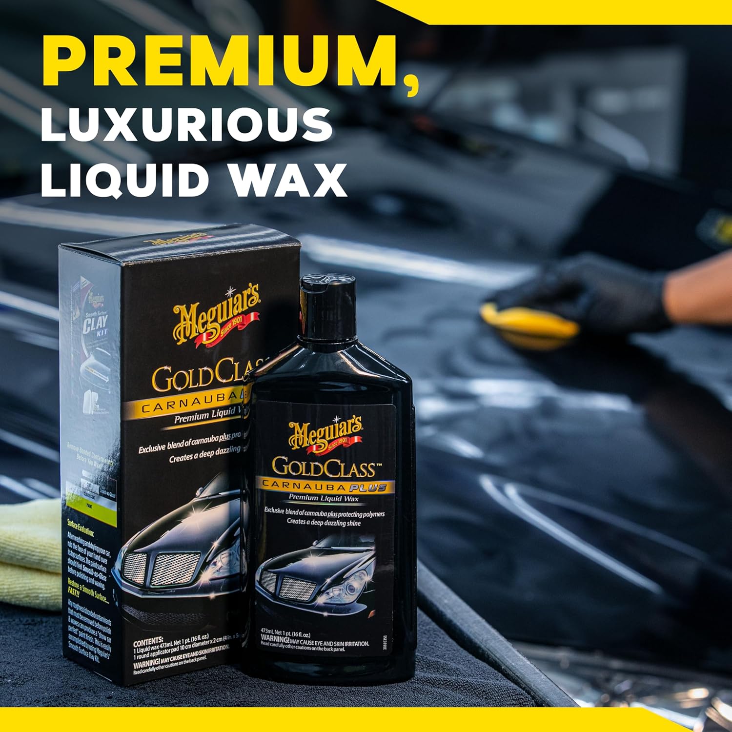 Meguiar's Gold Class Carnauba Plus Premium Liquid Wax Kit, Car Detailing Kit with a Pure Carnauba Wax Blend and a Foam Applicator Pad for Keeping Glossy Paint Protected Like a Pro, 16 Oz Bottle - Image 9