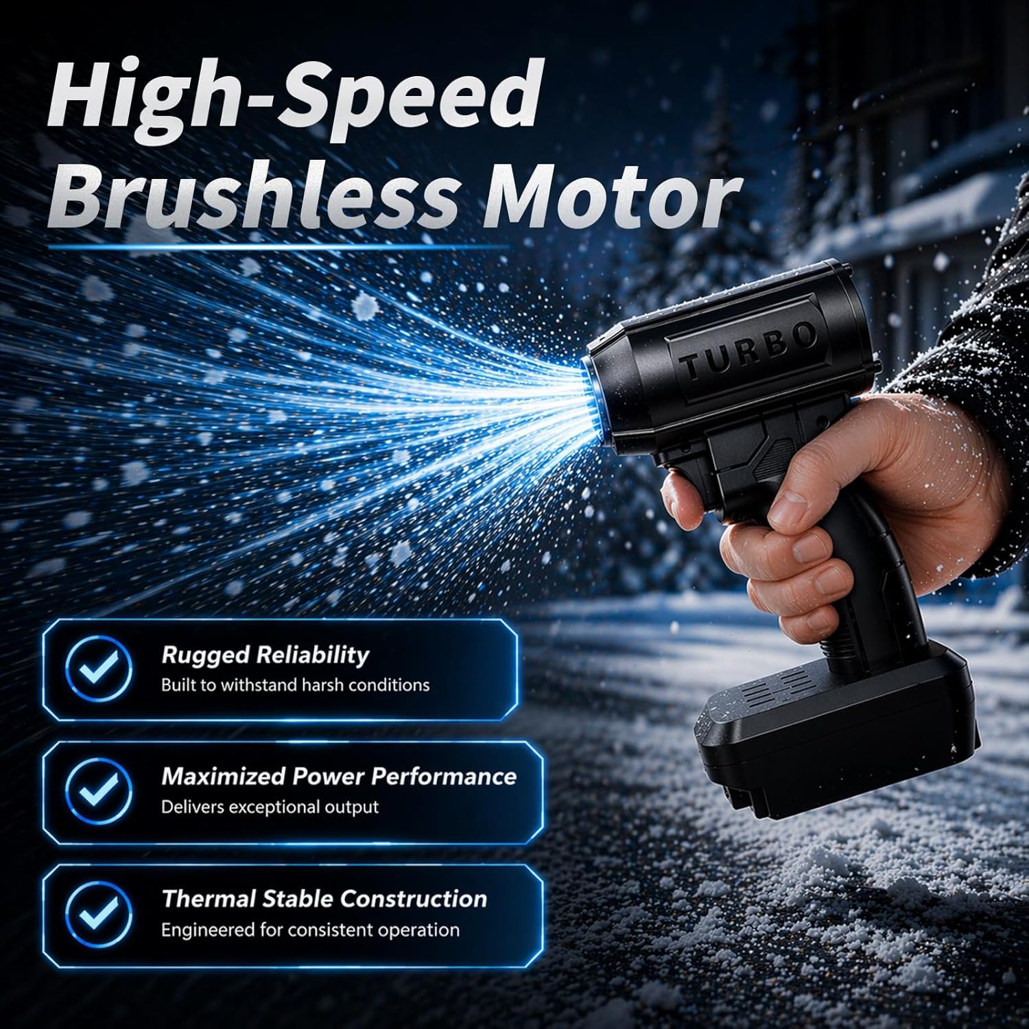Turbo Blower 2.0 Cordless as Seen on TV Car Air Dryer Gas for Drying Strongest Mini Leaf Blowers Power Tool Only Battery Powered by Portable Hand Held Small Electric Snow - Image 4
