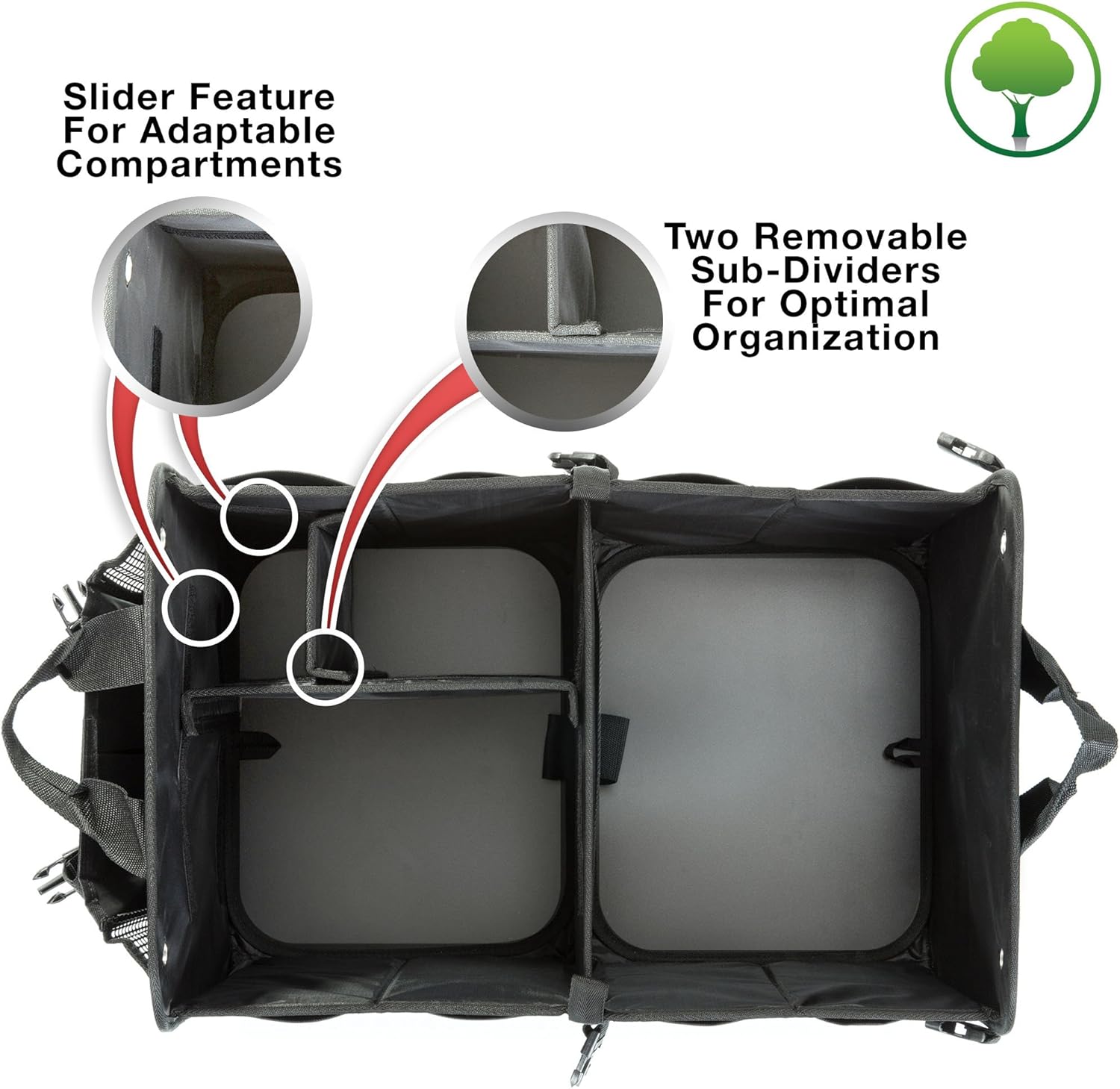 TRUNKCRATEPRO Trunk Organizer For Car, Suv, Truck | Premium Adjustable Multi Compartments Collapsible Car Trunk Organizer With Securing Straps & Non-Slip Bottom (Large Size, Black) - Image 9