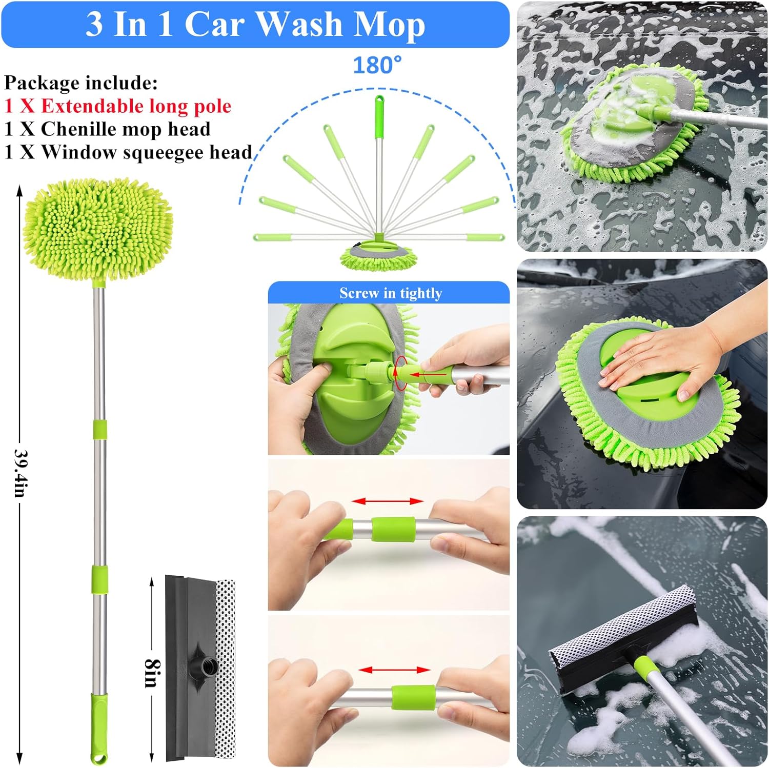 AUTODECO 42Pcs Car Wash Detailing Kit Cleaning Set with Foam Gun Sprayer, Long-Handle Brush, Collapsible Bucket, Large Wash Mitt, Towels, Complete Interior & Exterior Car Washing Supply Set (Blue) - Image 2