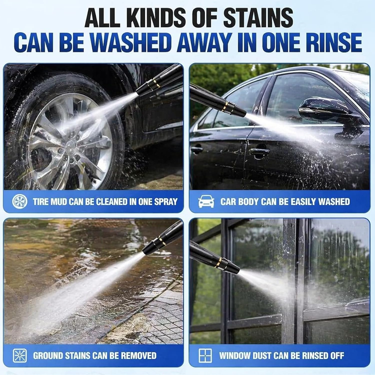Home High-Pressure Car Wash Water Gun with Booster Nozzle, Booster Nozzle with 3 Adjustable Spray Modes, Anti-Leak Garden Hose Sprayer for Car Washing, Plant Watering, Pet Bathing (2Pcs) - Image 7