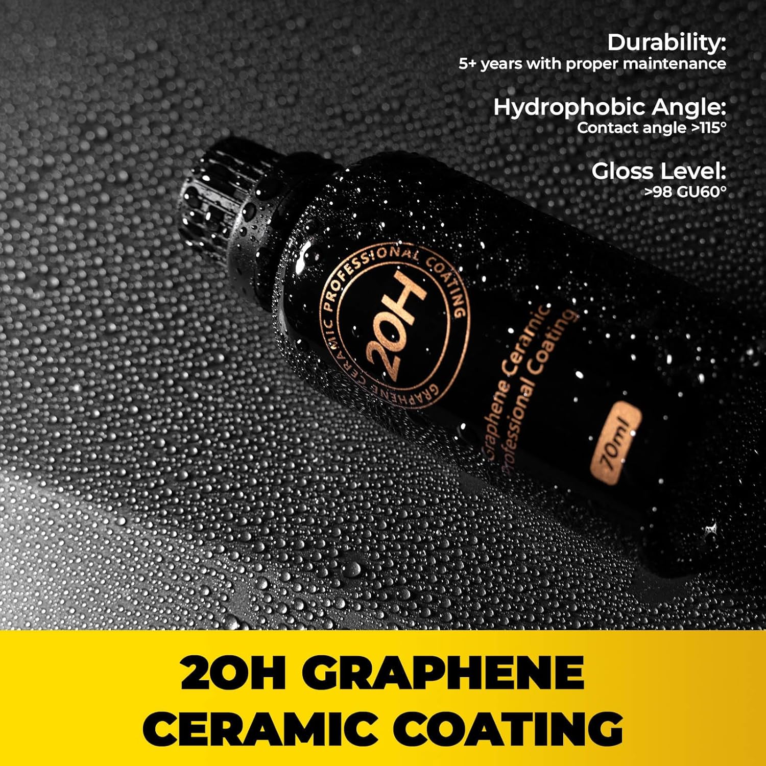 20H Graphene Ceramic Coating for Cars - 70ml, Professional Ceramic Coating | High Gloss Finish | Hydrophobic | Scratch & Protection | Easy To Use - Image 2