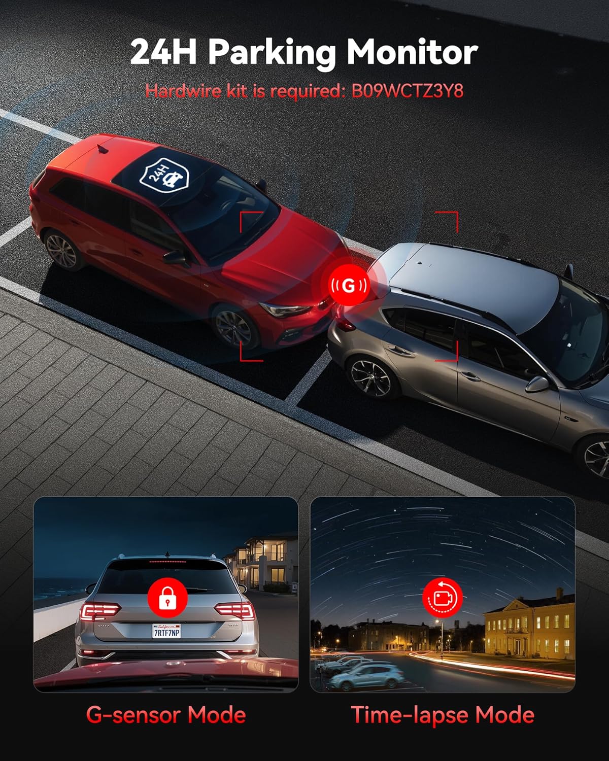REDTIGER 4K Dash Cam Front Rear, STARVIS 2 Sensor, Free Card Included, 5.8GHz WiFi-20MB/s Fast Download, Dash Camera for Cars with GPS, WDR Night Vision, 170°Wide Angle, 24H Parking Mode(F7NP) - Image 6