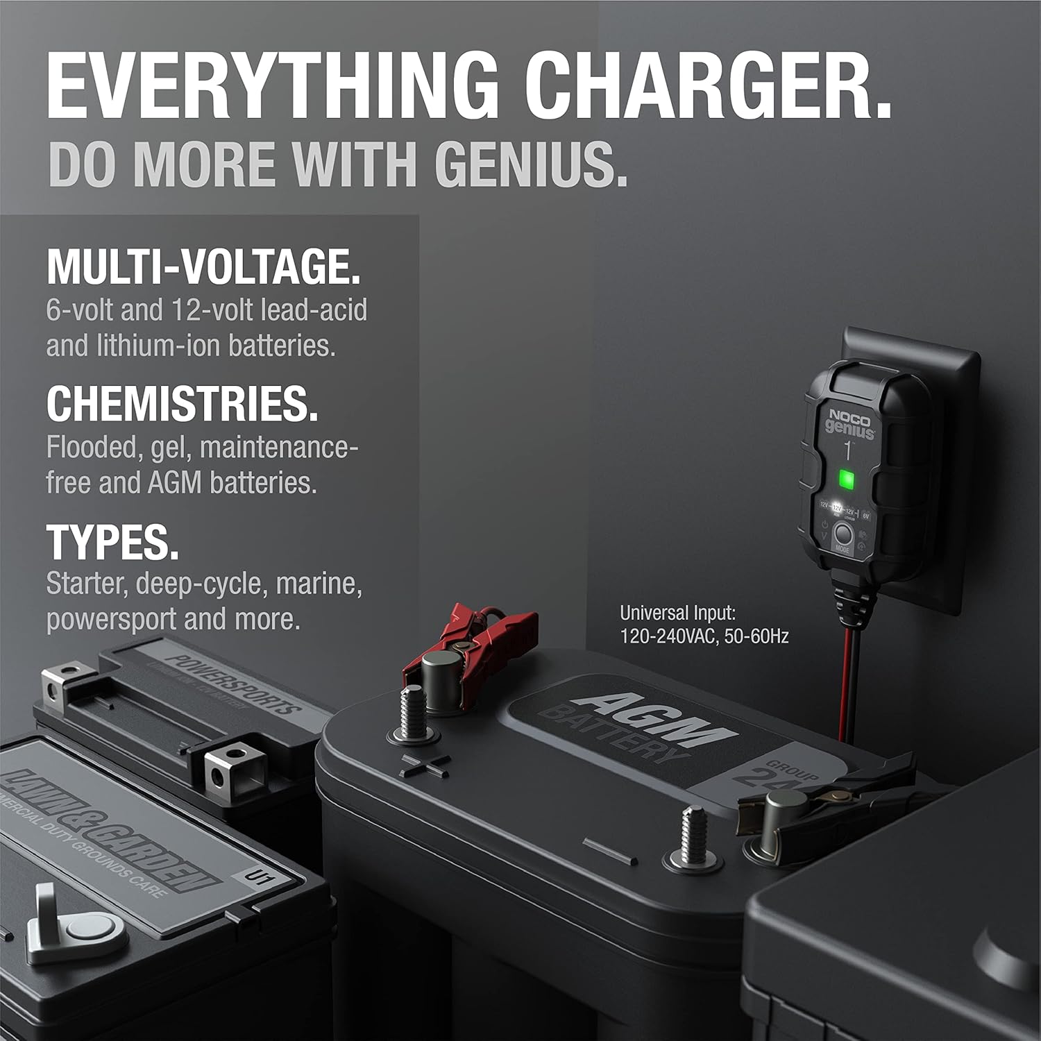 NOCO GENIUS1: 1A 6V/12V Smart Battery Charger – Automatic Maintainer, Trickle Charger & Desulfator with Overcharge Protection & Temperature Compensation – for Lead-Acid & Lithium Batteries - Image 5