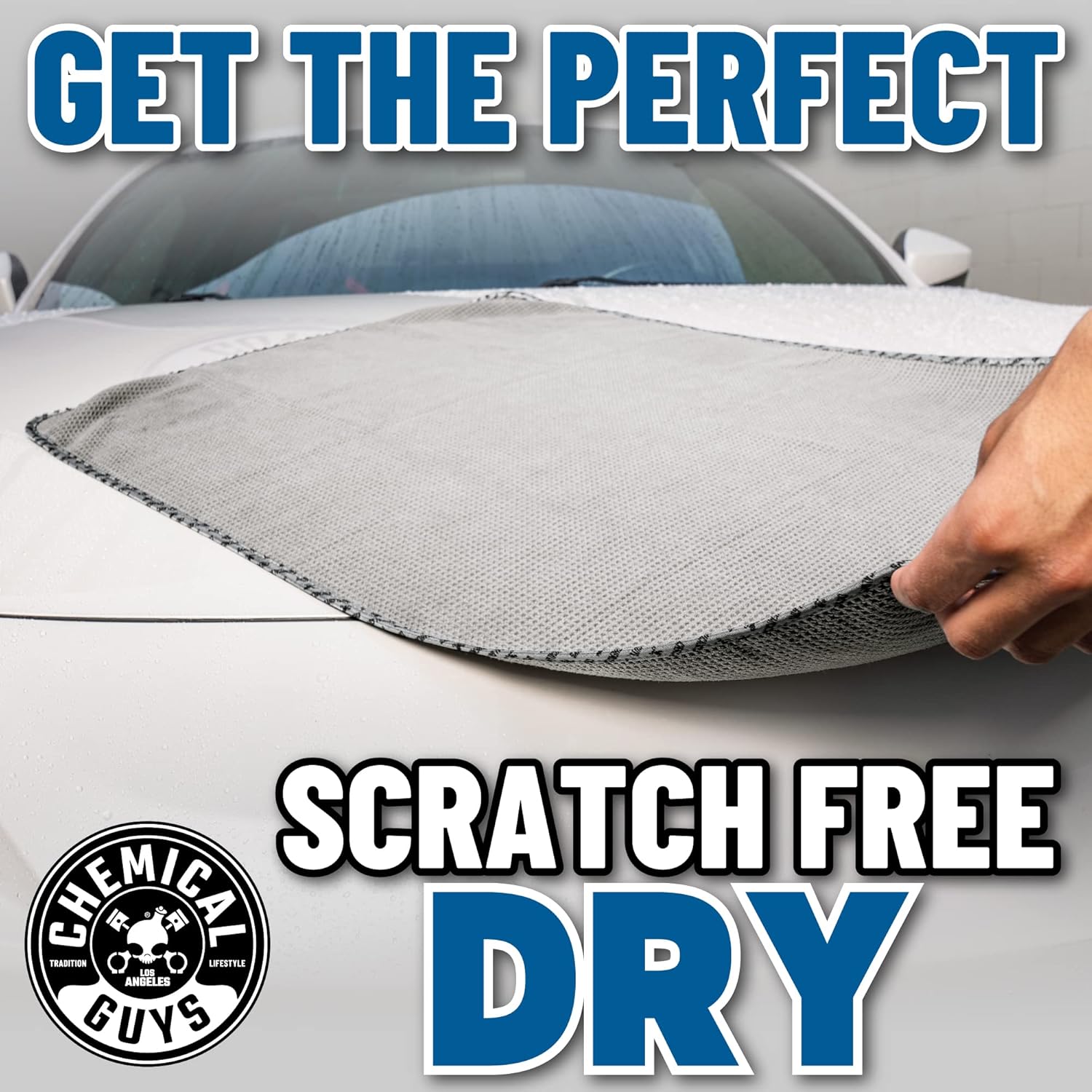 Chemical Guys Waffle Weave Gray Matter Microfiber Drying Towel - 25" x 36", Premium Blend Microfiber Towel with Soft-Banded Edging for Scratch-Free Car Drying, Ultra Absorbent - Image 7