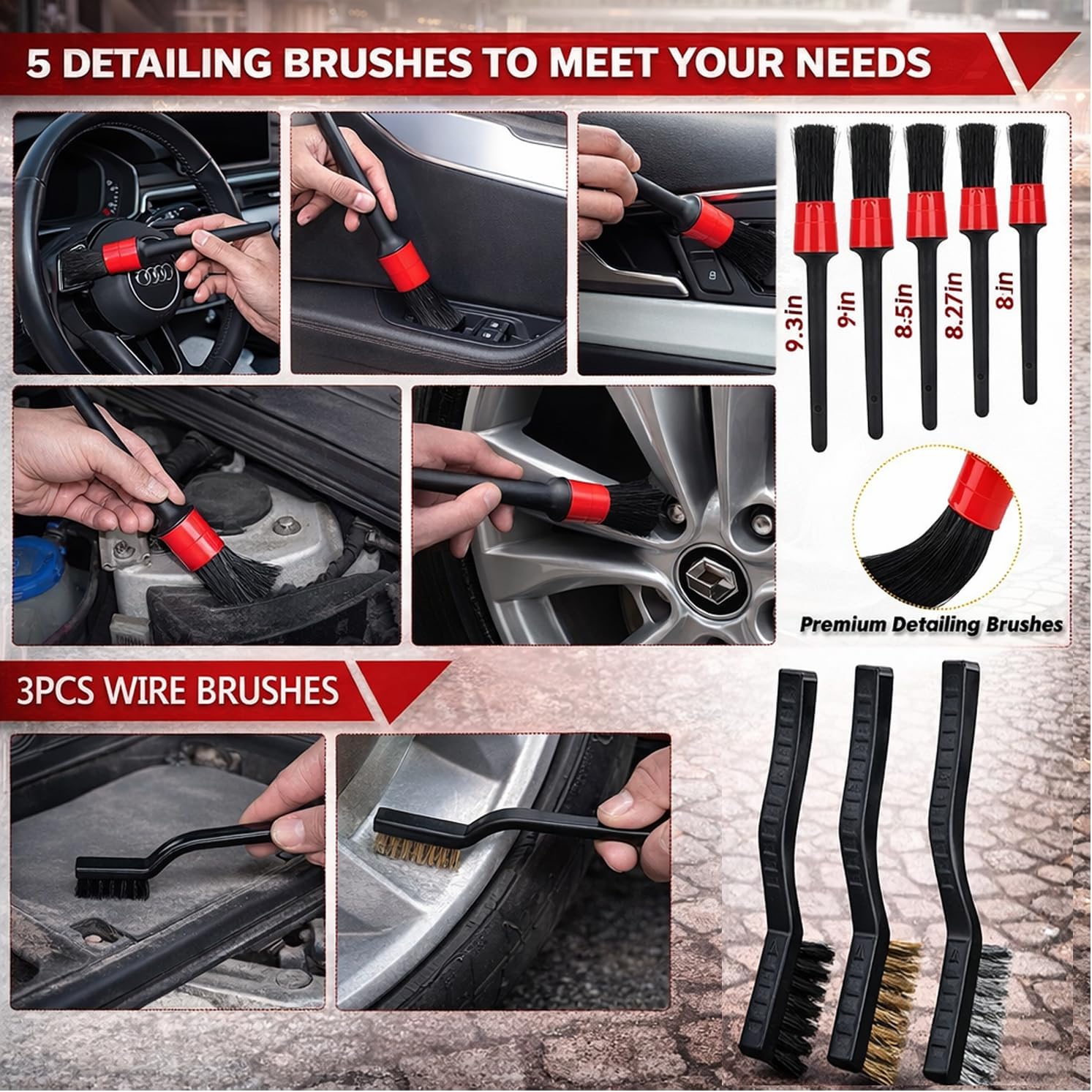 GASLIKE 63PCS Car Wash Cleaning Kit,Car Wash Brush with Long Handle,Car Detailing Kit with Foam Gun,Car Cleaning Supplies,Handheld Vacuum, Car Detailing Kit (63PCS) - Image 6