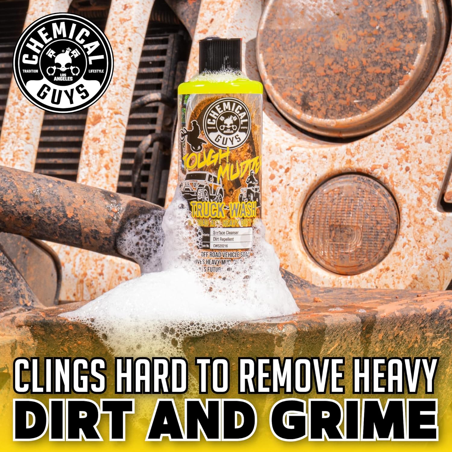 Chemical Guys Tough Mudder Foaming Heavy Duty Car Wash Soap - Soap for Foam Cannons, Foam Guns, or Buckets - Safe for Trucks, ATVs, RVs, and Off-Road Vehicles - 128 oz Lemon Scent - Image 7