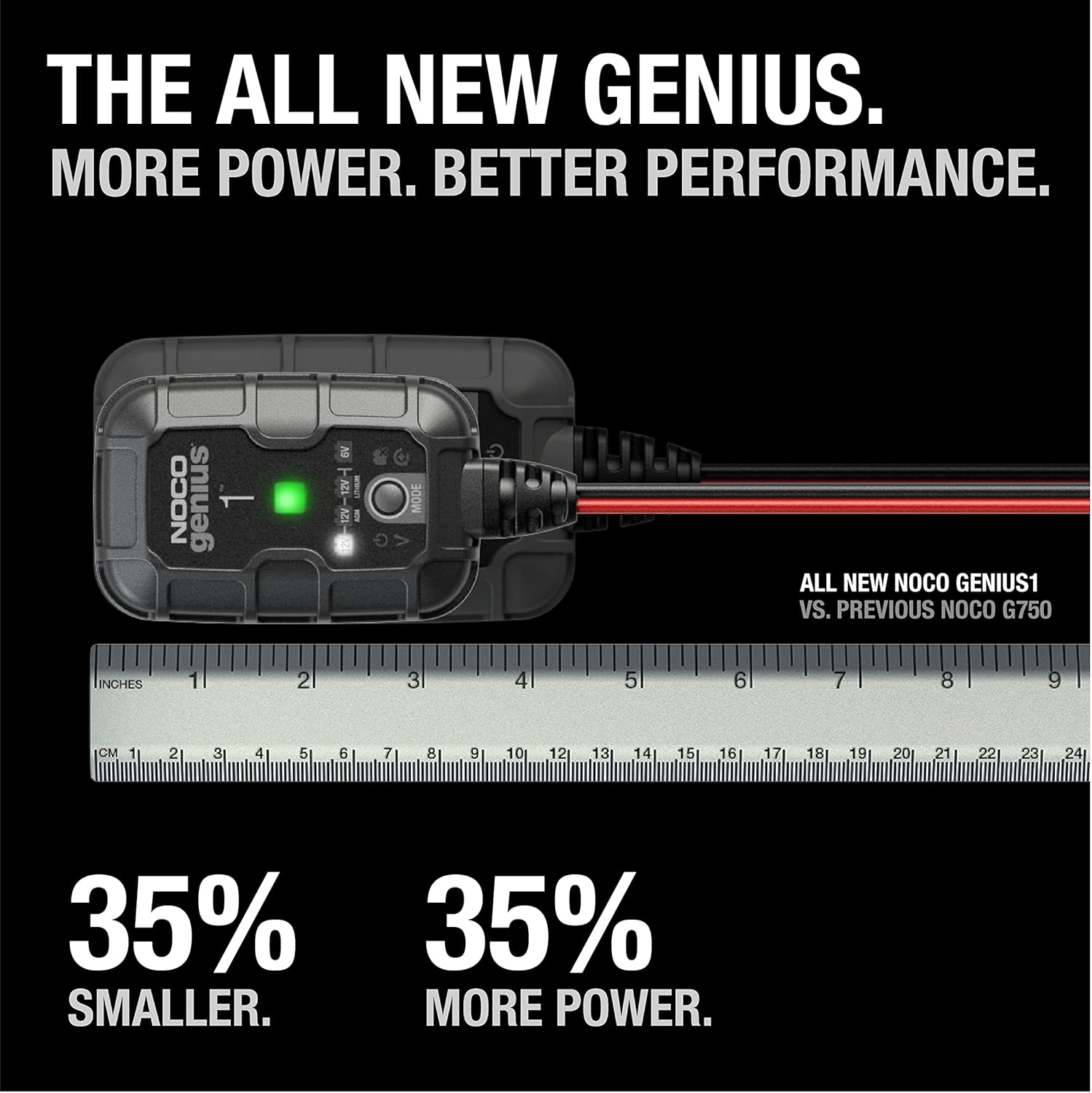 NOCO GENIUS1: 1A 6V/12V Smart Battery Charger – Automatic Maintainer, Trickle Charger & Desulfator with Overcharge Protection & Temperature Compensation – for Lead-Acid & Lithium Batteries - Image 2