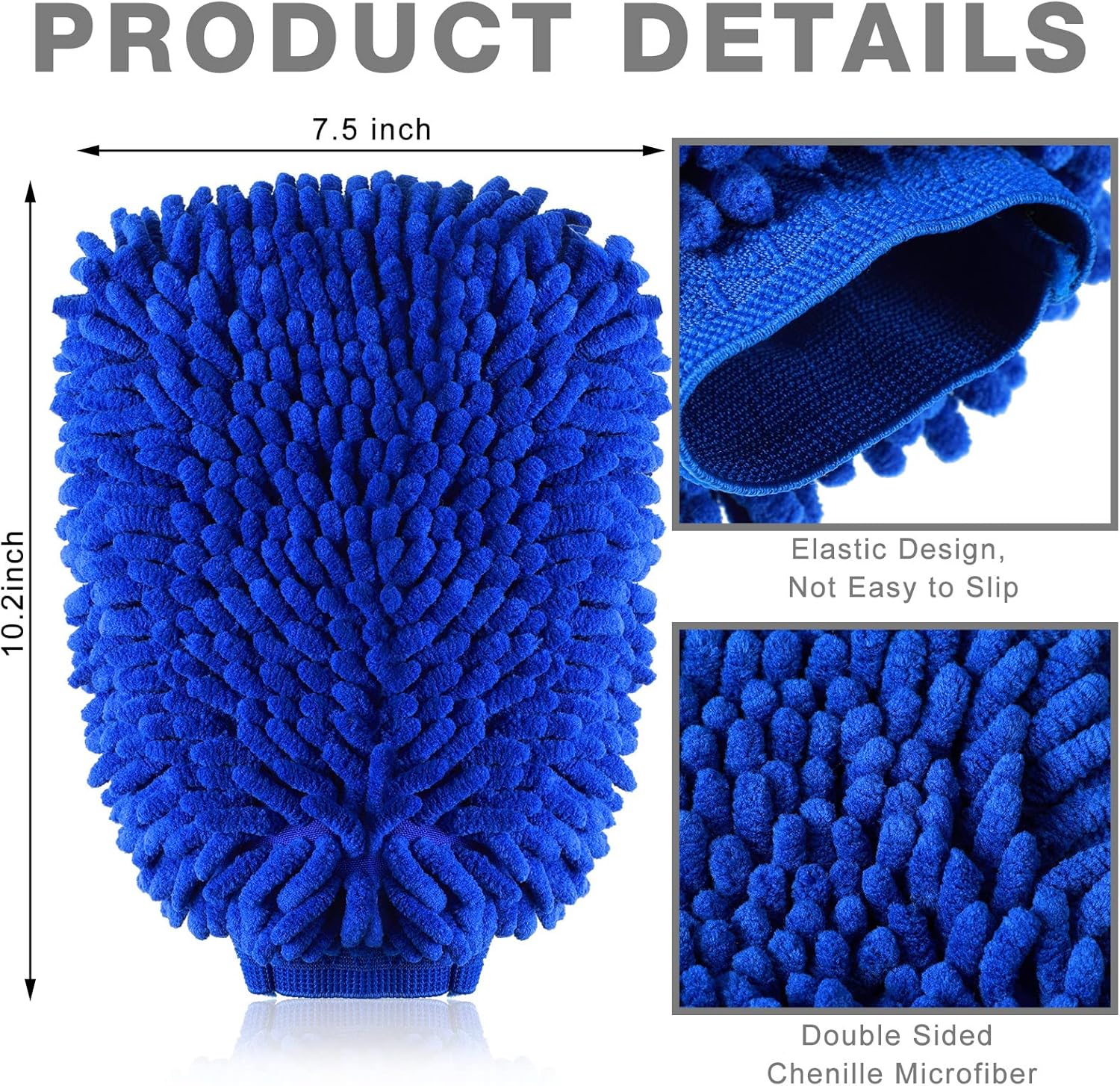 Riakrum 12 Pcs Car Wash Mitts - Chenille Microfiber Mitts Scratch Free Ultra Absorbent Wash Sponge Cloths for Cars, Trucks and Boats - Regular Size, 7.5'' x 10.2'' - Image 2