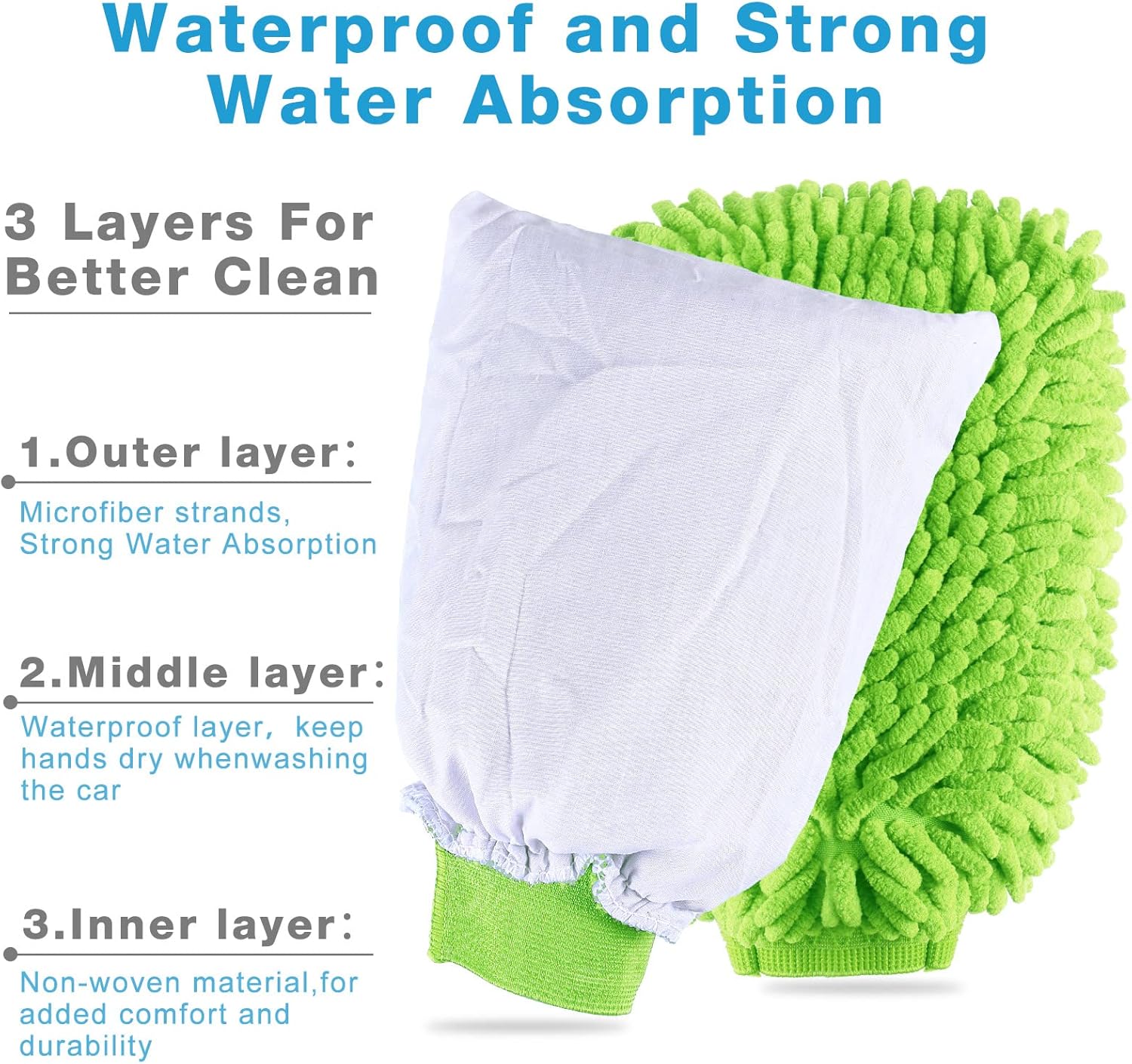 Riakrum 12 Pcs Car Wash Mitts - Chenille Microfiber Mitts Scratch Free Ultra Absorbent Wash Sponge Cloths for Cars, Trucks and Boats - Regular Size, 7.5'' x 10.2'' - Image 3