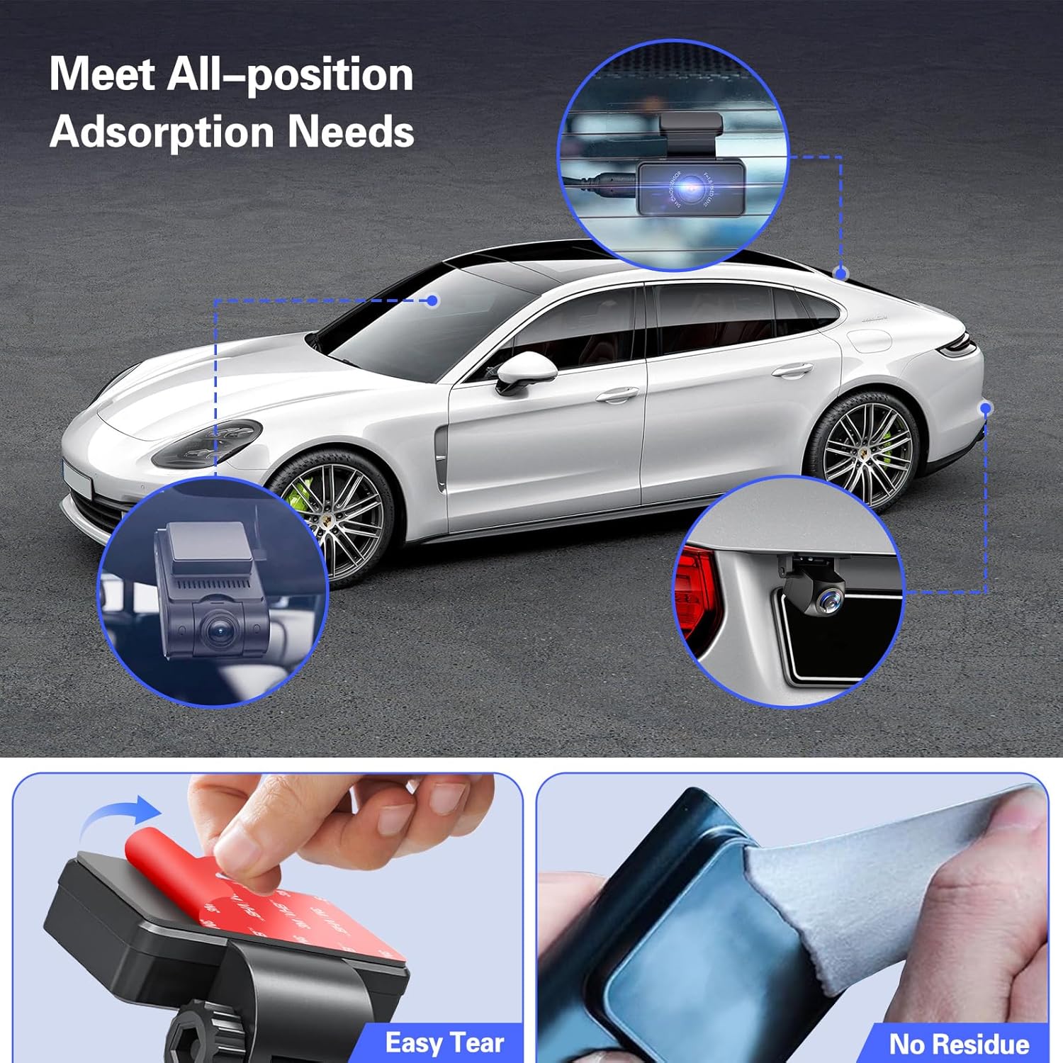 pop-tech Adhesive Pad for Dash Cam: 4Pcs Sticky Pad for Dashcam Mount Front Rear - High Bond Double Sided Mounting Tape for Square Car Camera - Heat Resistant Replacement Sticker for Windshield Window - Image 6