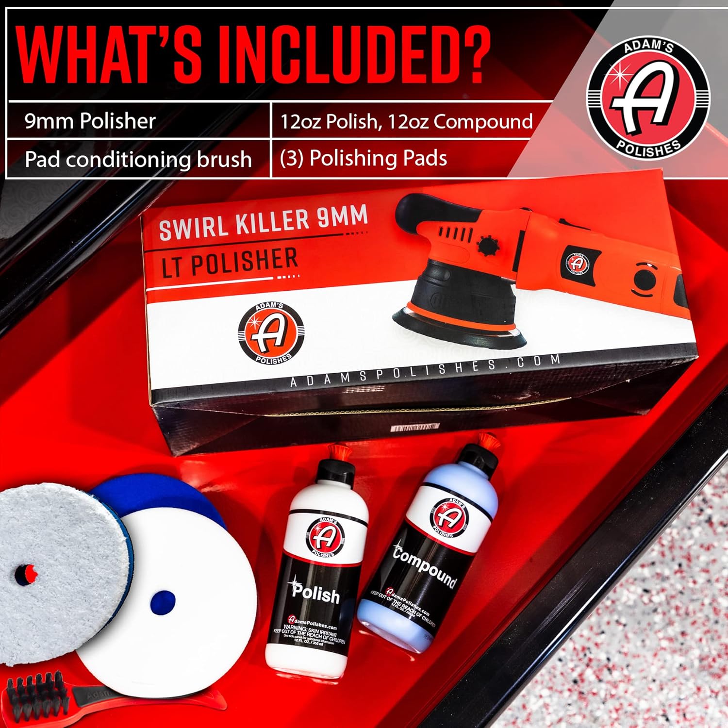 Adam's Polishes 9mm Dual Action Car Polisher (Polishing Kit) - Buffer Car Scratch Remover for Car Detailing | Includes Polish, Compound & Pads - Image 3