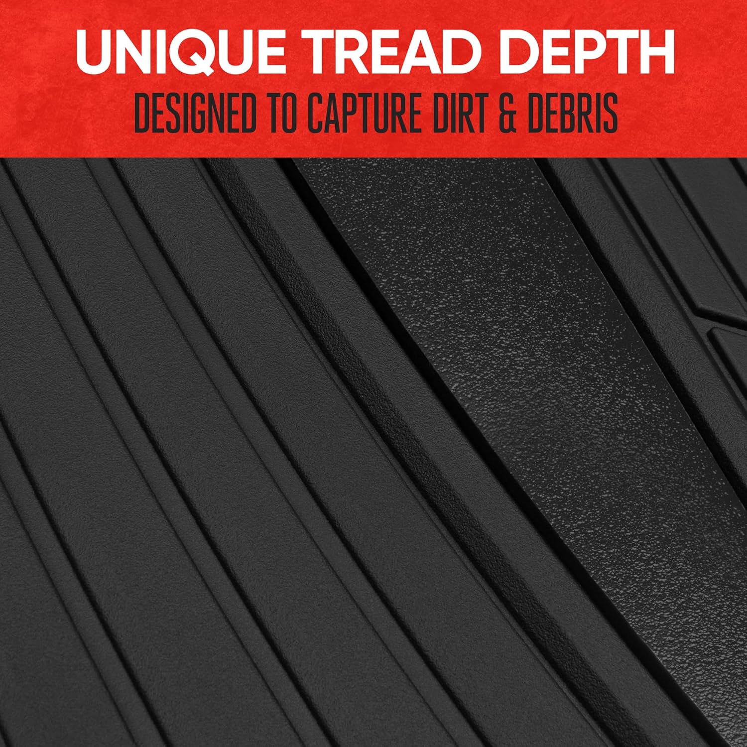 Motor Trend Rubber Car Floor Mats - Durable, All Weather Protection with Non-Slip Backing, Two Tone Accent - For Front and Rear, Black & Gloss Black - Image 4