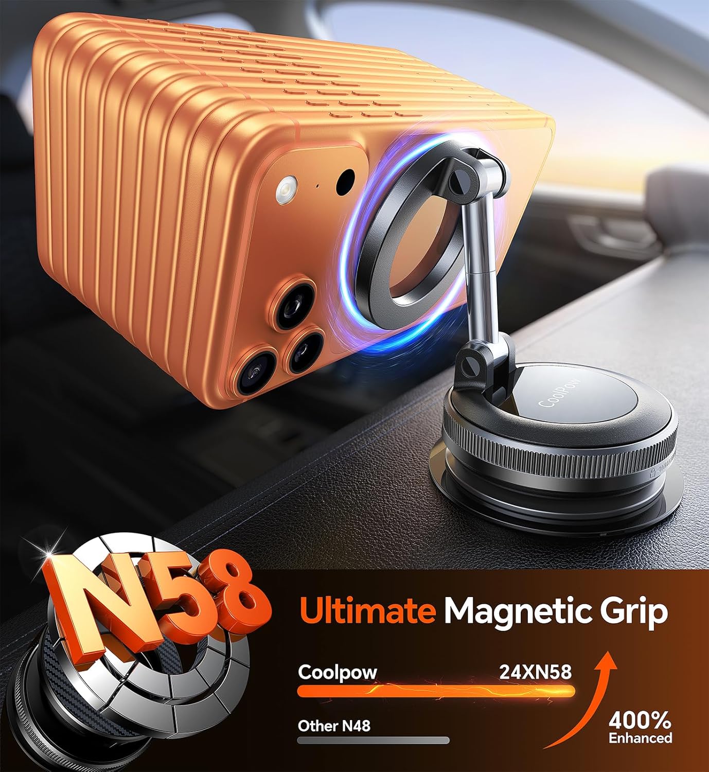 for Magsafe Car Mount carmount 2.0 Magnetic Phone Mount【True Military-Grade Durability 】Vacuum Magnetic Phone Holder for Car Cell Phone Car Mount【Stylish Suction Cup Phone Mount for iPhone 17 16 15 14 - Image 5