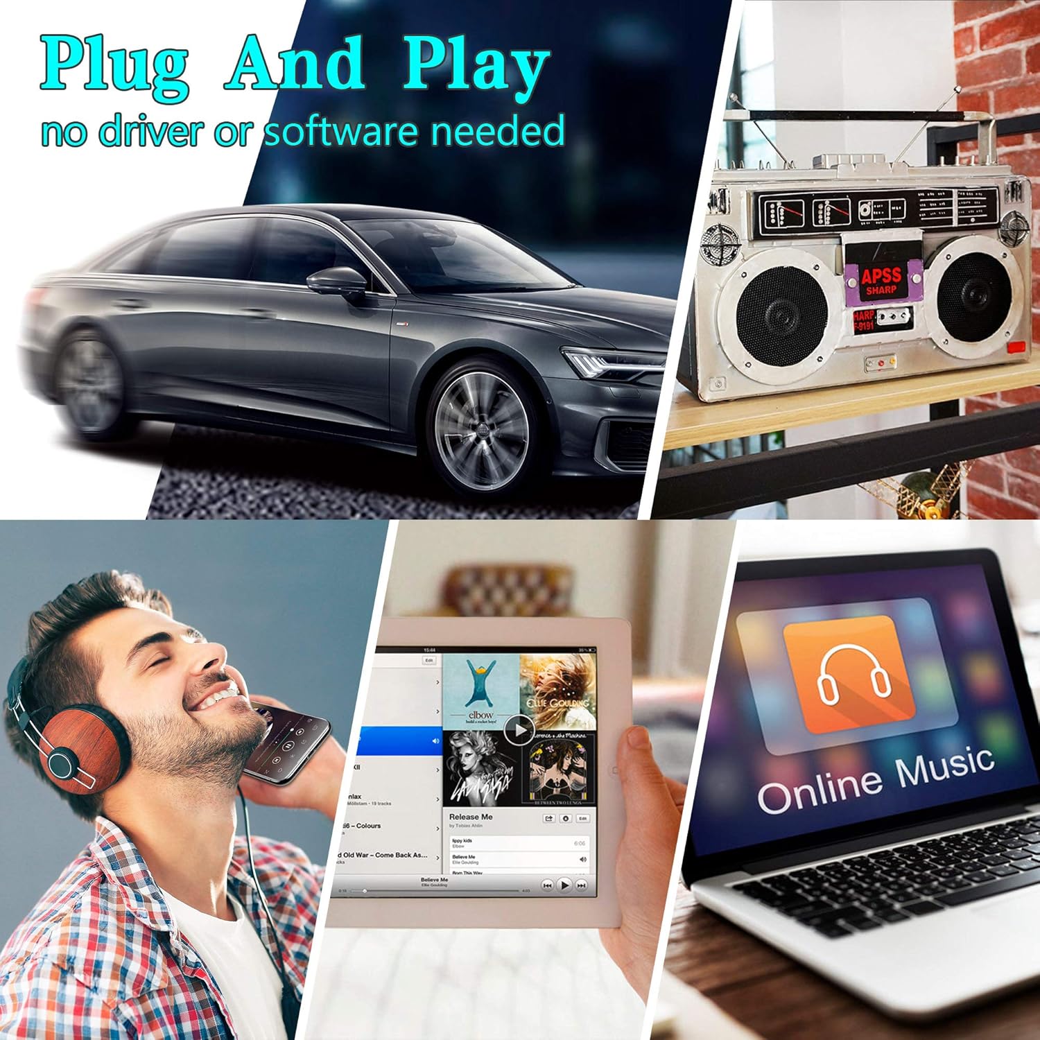 Elook Car Audio Receiver, Bluetooth Cassette Receiver Tape Aux Adapter Player with Bluetooth 5.0 - Image 7