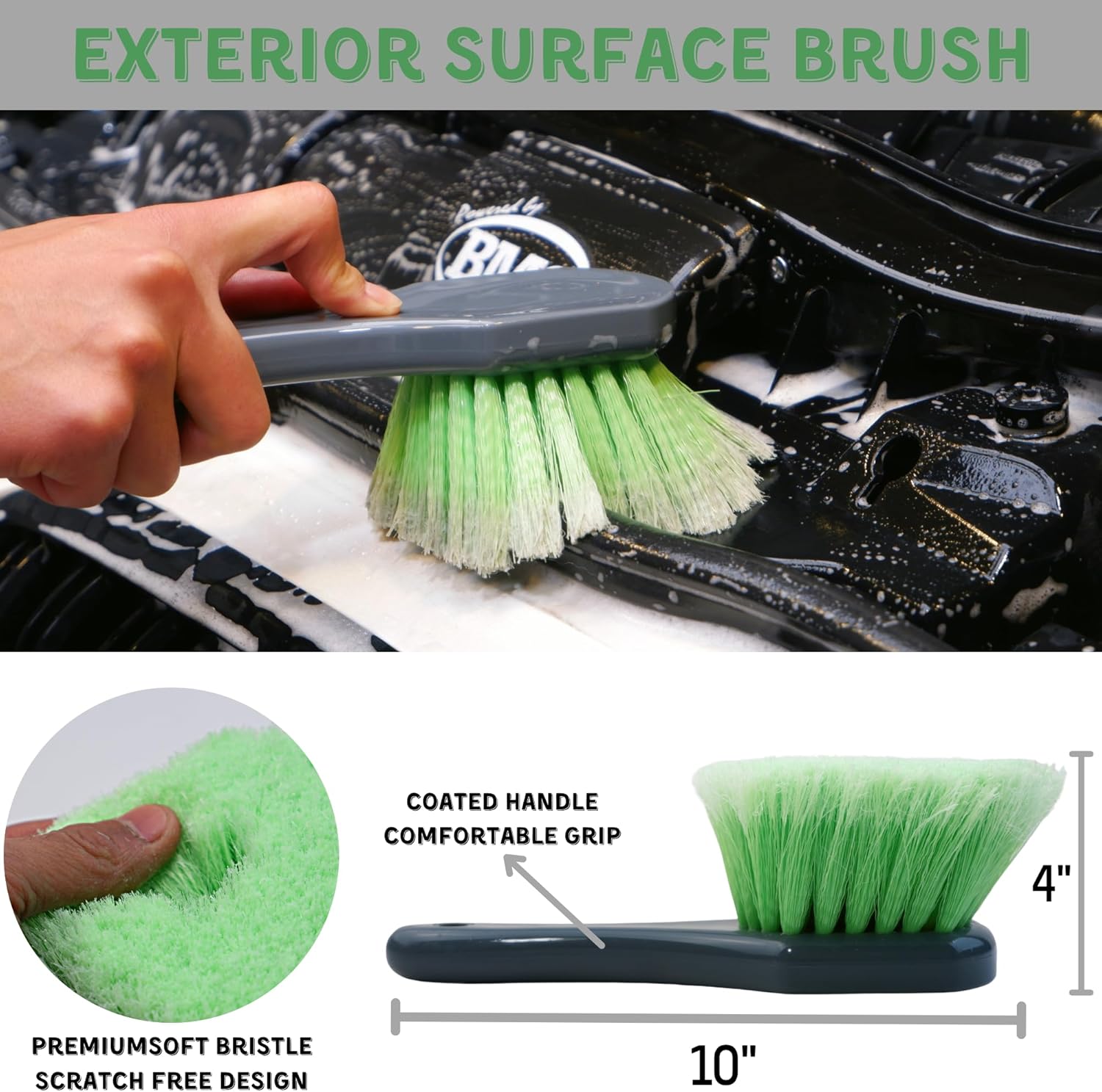7PACK Car Engine Bay Details Cleaning Kit, Soft-bristled Engine Surface Brush,Long&Slim Bendable Brush, Edgeless Drying Towel,Finger Microfiber Applicator, Deep Cleans Engine Bay Hard to Reach Place - Image 3