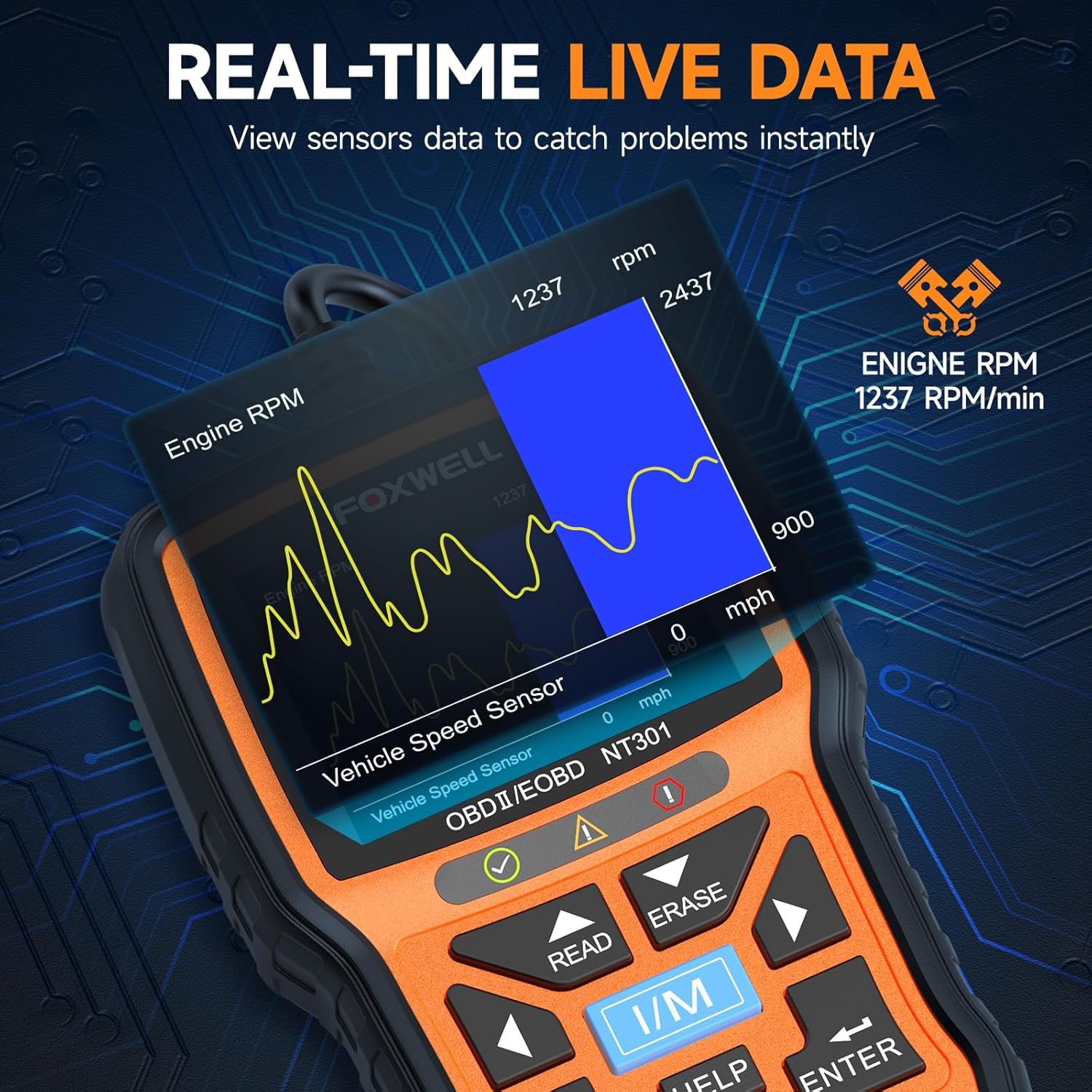 FOXWELL NT301 OBD2 Scanner Live Data Professional Mechanic OBDII Diagnostic Code Reader Tool for Check Engine Light - Image 4
