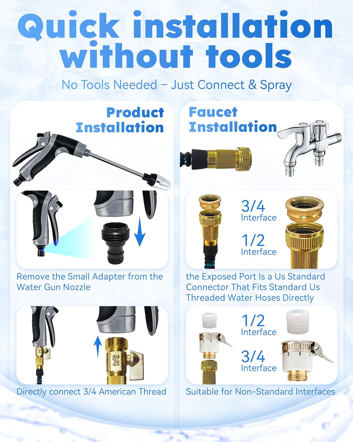 Pressure Washer, Garden Hose Nozzle Fits 1/2"–3/4" Garden Hose Fit, Leak-Proof, Handheld High Pressure Gun for Cars & Patios, for Three Spray Modes (with Foam Pitcher) - Image 6