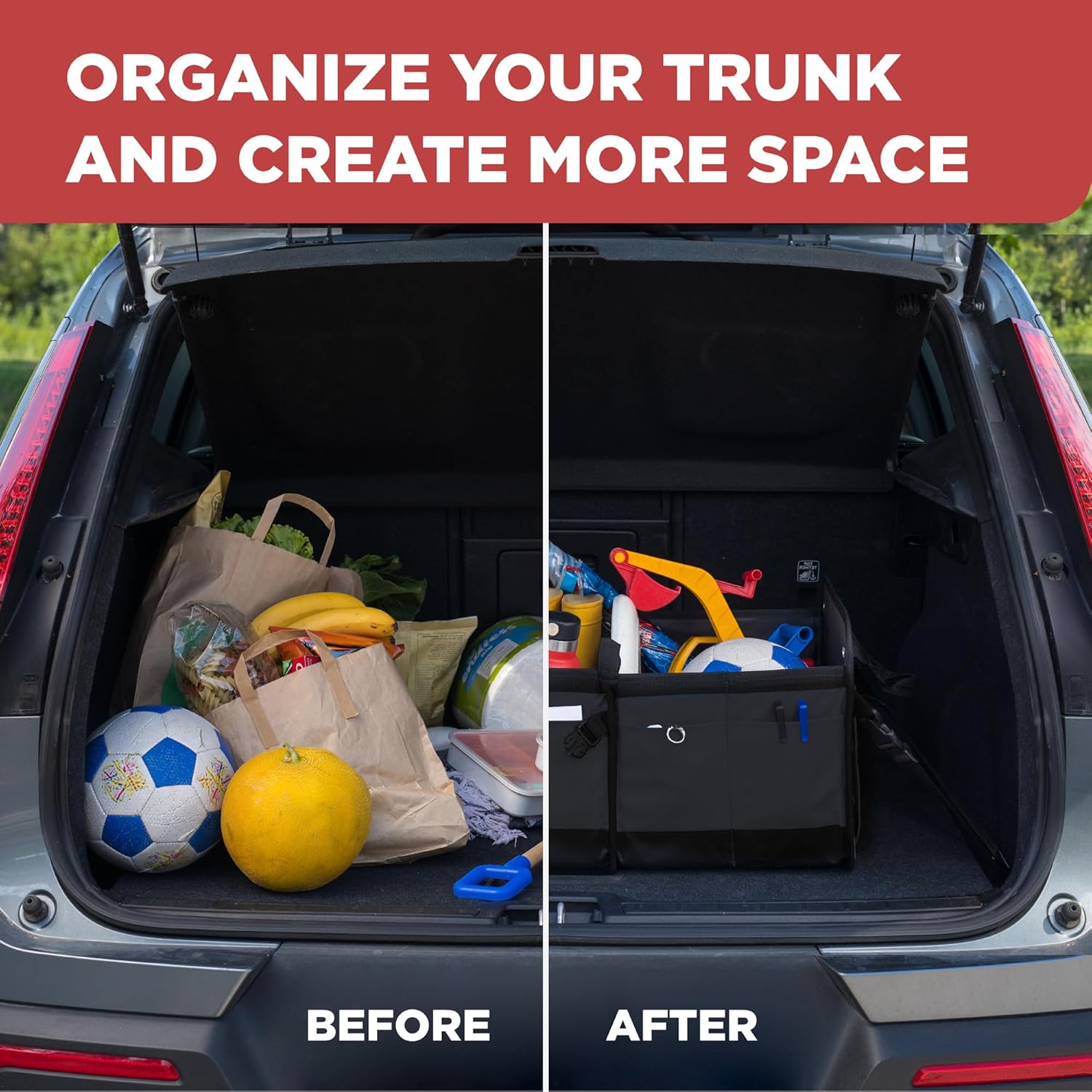 TRUNKCRATEPRO Trunk Organizer For Car, Suv, Truck | Premium Adjustable Multi Compartments Collapsible Car Trunk Organizer With Securing Straps & Non-Slip Bottom (Large Size, Black) - Image 8