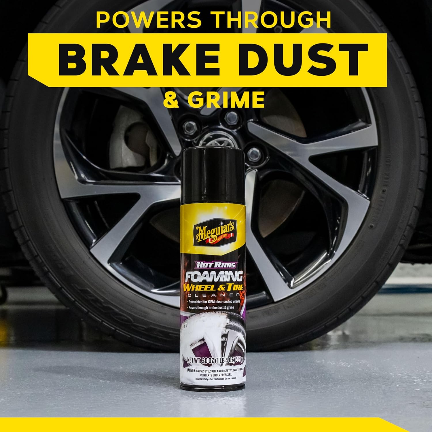 Meguiar's Hot Rims Foaming Wheel & Tire Cleaner - Combines a Wheel and Tire Cleaner in One Product that Quickly Powers through Brake Dust and Grime on OEM Clear Coated Wheels, 20 Oz Foam - Image 8