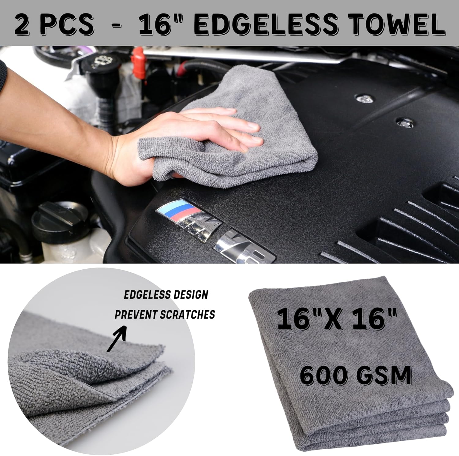 7PACK Car Engine Bay Details Cleaning Kit, Soft-bristled Engine Surface Brush,Long&Slim Bendable Brush, Edgeless Drying Towel,Finger Microfiber Applicator, Deep Cleans Engine Bay Hard to Reach Place - Image 6