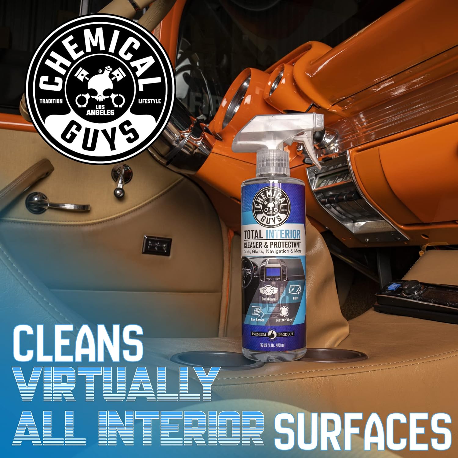 Chemical Guys Total Interior Cleaner & Protectant – Chemical Guys Interior Cleaner, Cleans & Protects Leather, Vinyl, Plastic, Rubber, Glass with a Streak-Free Finish — 16 Fl Oz (Pack of 2) - Image 2