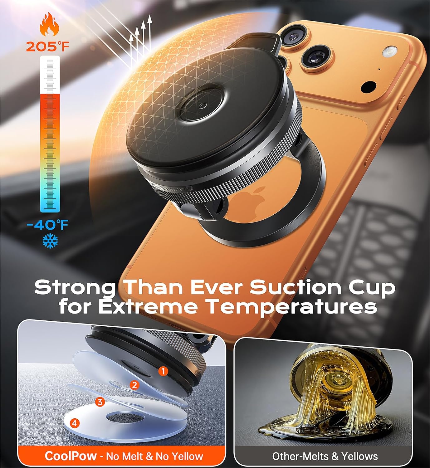 for Magsafe Car Mount carmount 2.0 Magnetic Phone Mount【True Military-Grade Durability 】Vacuum Magnetic Phone Holder for Car Cell Phone Car Mount【Stylish Suction Cup Phone Mount for iPhone 17 16 15 14 - Image 3