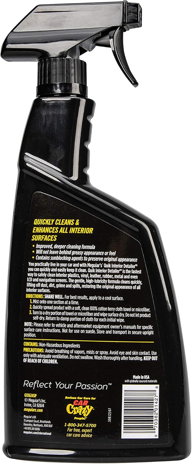 Meguiar's Quik Interior Detailer Cleaner, Quick Detailer Spray Cleans And Refresh Car Interiors, Use On Plastics, Leather & Rubber, Dashboards, Trim In Cars, Trucks & Suvs - 24 Oz Spray Bottle - Image 2