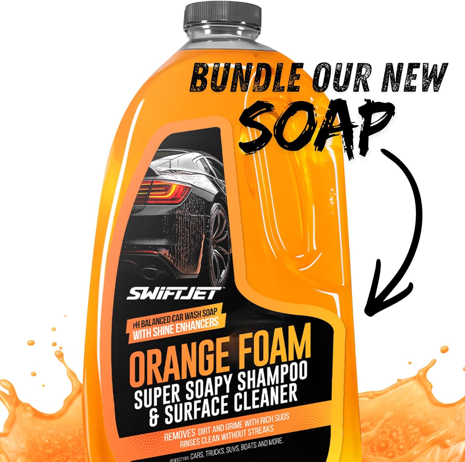 SwiftJet Car Wash Foam Gun + Microfiber Wash Mitt - Foam Cannon Works with Any Soap - Garden Hose Car Foam Sprayer - Car Wash Kit - Car Accessories Foam Blaster (Orange Foam Gun with Mitt) - Image 5