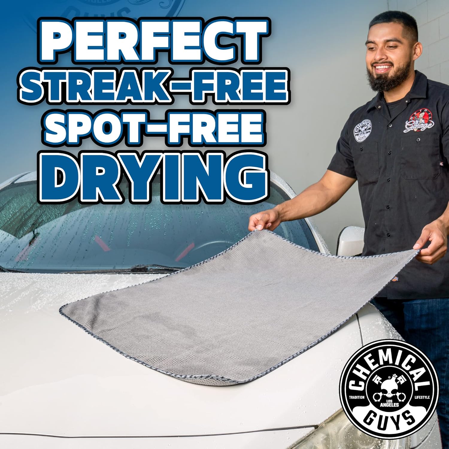 Chemical Guys Waffle Weave Gray Matter Microfiber Drying Towel - 25" x 36", Premium Blend Microfiber Towel with Soft-Banded Edging for Scratch-Free Car Drying, Ultra Absorbent - Image 10