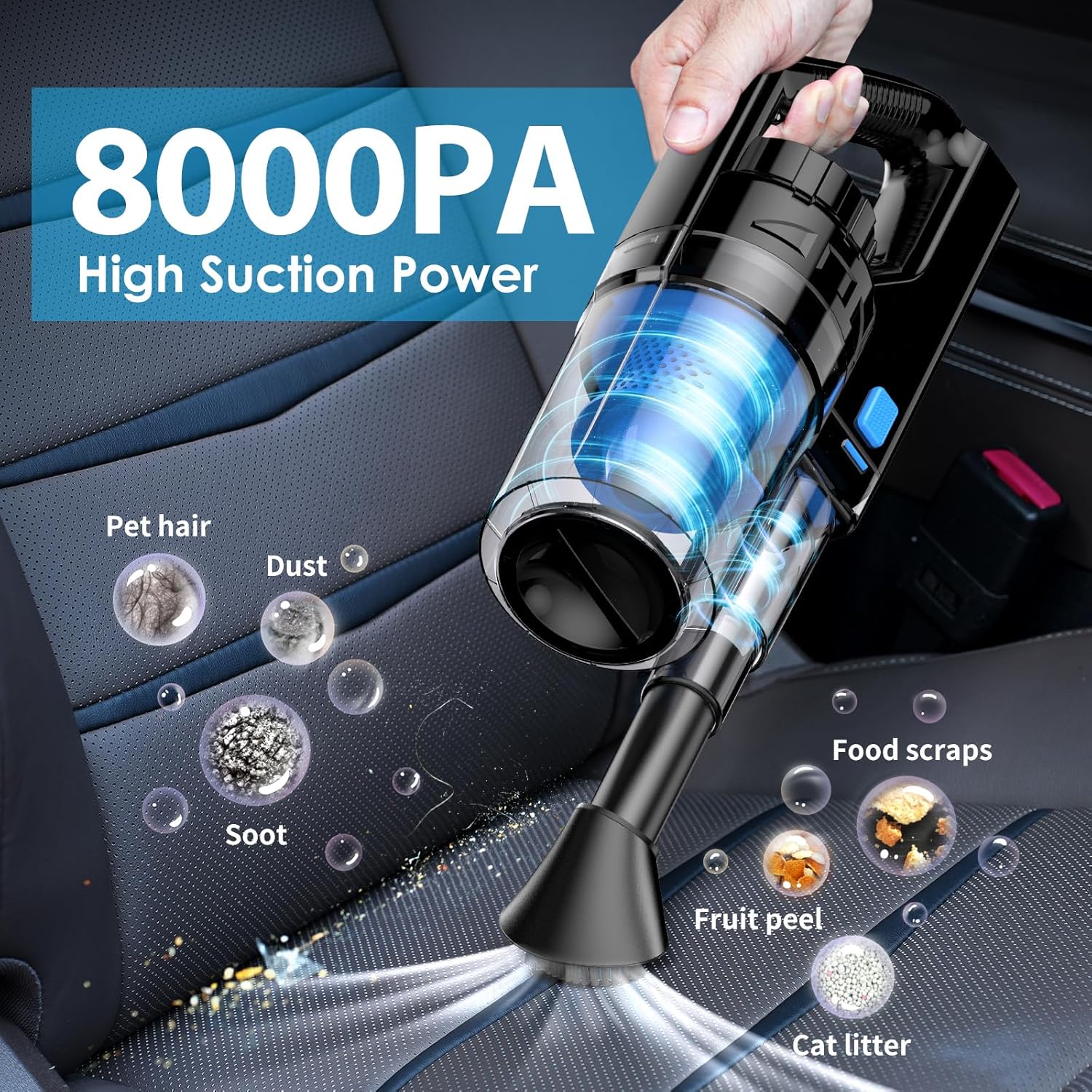 17pcs Car Detailing Kit Interior Cleaner, Car Interior Cleaning Kit with Handheld Car Vacuum, Car Detailing Brushes, Windshield Cleaning Tool, Car Cleaning Supplies, Car Accessories for Men, Women - Image 2