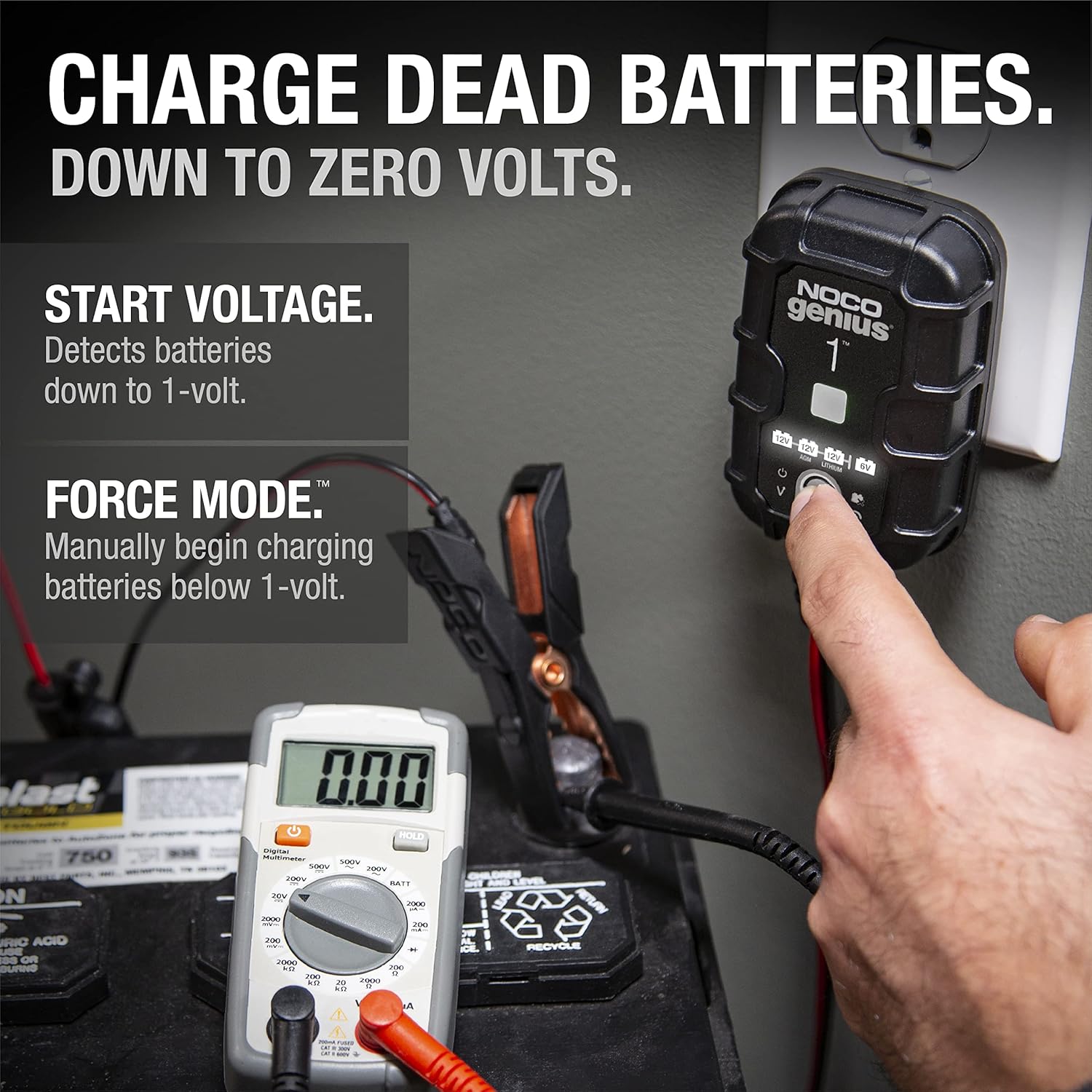 NOCO GENIUS1: 1A 6V/12V Smart Battery Charger – Automatic Maintainer, Trickle Charger & Desulfator with Overcharge Protection & Temperature Compensation – for Lead-Acid & Lithium Batteries - Image 3