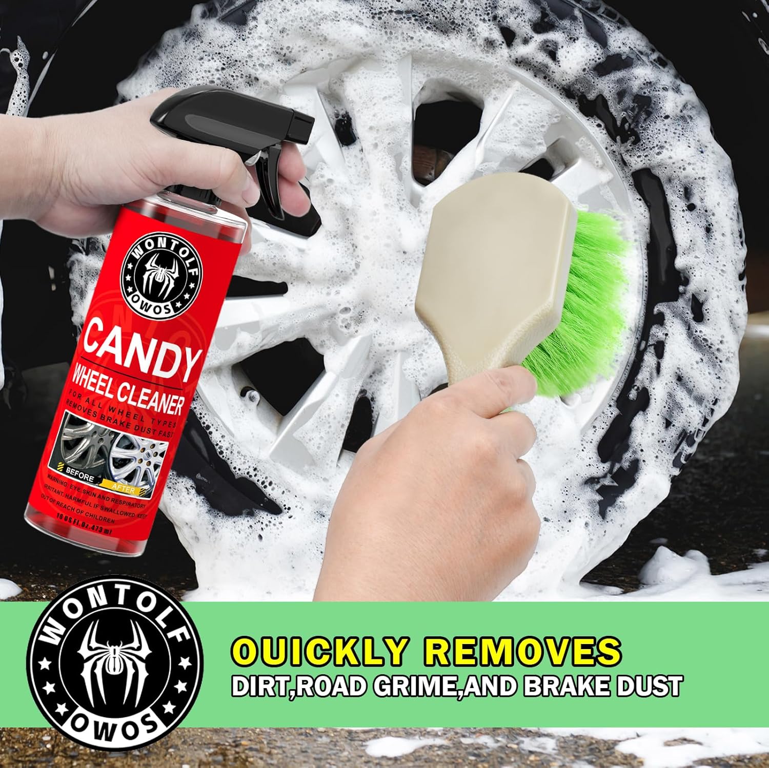 Wontolf Car Wash Kit, Car Cleaning Kit with Long Handle Car Wash Brush, Car Wash Soap, Interior Cleaner, Wheel Cleaner, Window Squeegee, Car Interior Detailing Kit for Cars Trucks RVs SUVs - Image 4