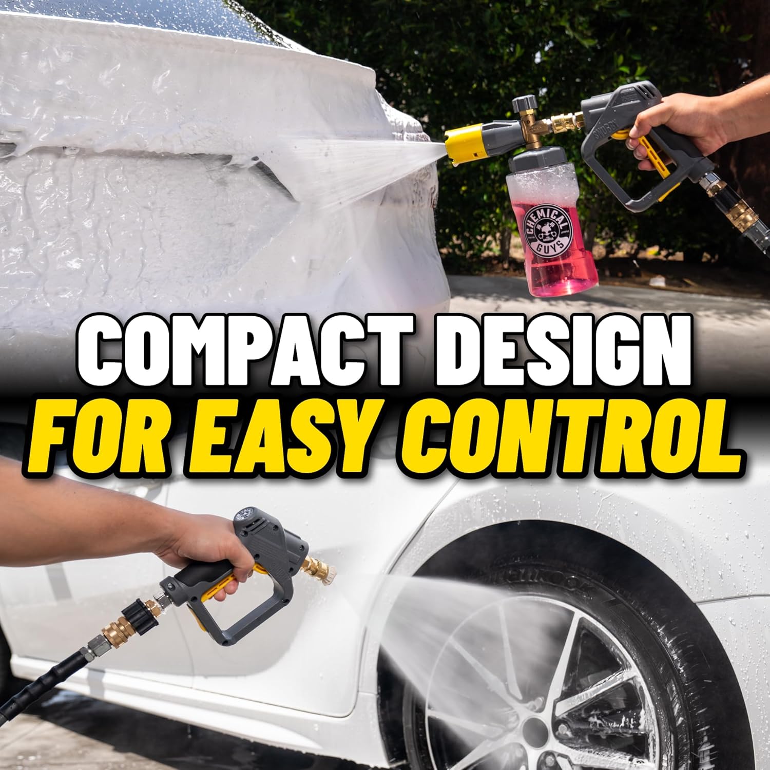Chemical Guys Snubby Pressure Washer Gun with Foam Cannon Attachment - Short Handle for Gas and Electric Pressure Washers, Foam Sprayer Ideal for Car Washing, Detailing, and Home Cleaning Projects - Image 9