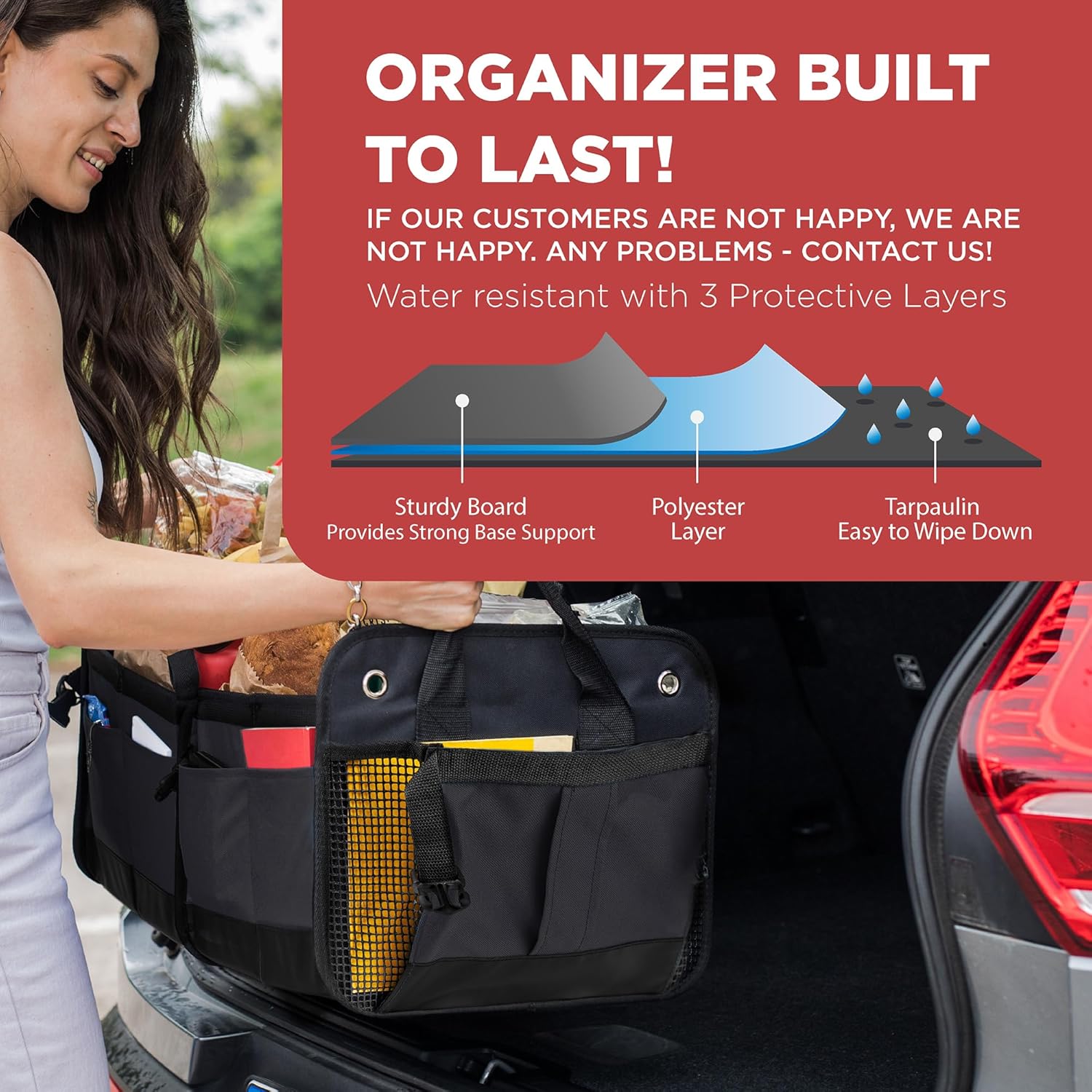 TRUNKCRATEPRO Trunk Organizer For Car, Suv, Truck | Premium Adjustable Multi Compartments Collapsible Car Trunk Organizer With Securing Straps & Non-Slip Bottom (Large Size, Black) - Image 3