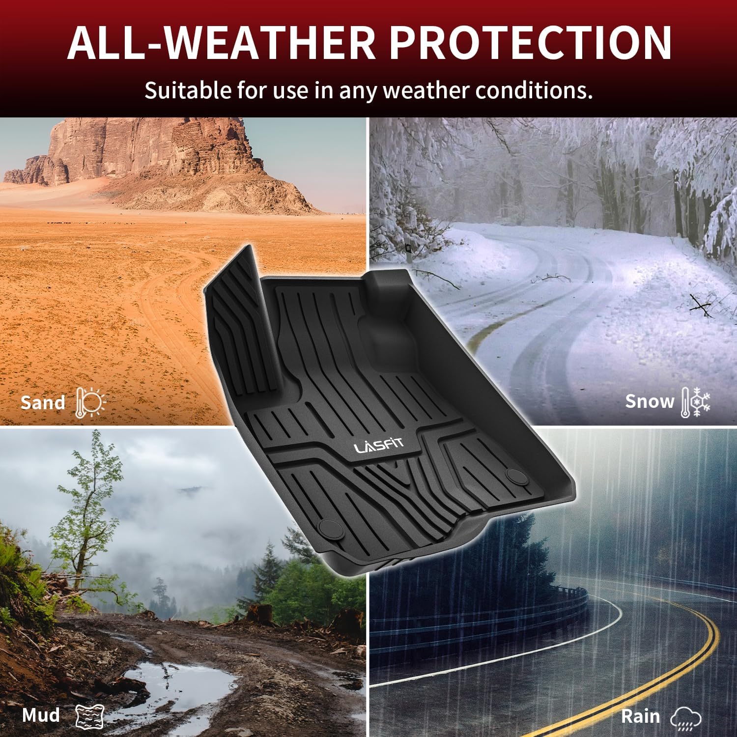 LASFIT Floor Mats for Honda CR-V 2026 2025 2024 2023 (Gasoline & Hybrid & e:FCEV), All Weather TPE Custom Fit Anti-Slip Pet Friendly Car Liners, 1st & 2nd Row Black - Image 8