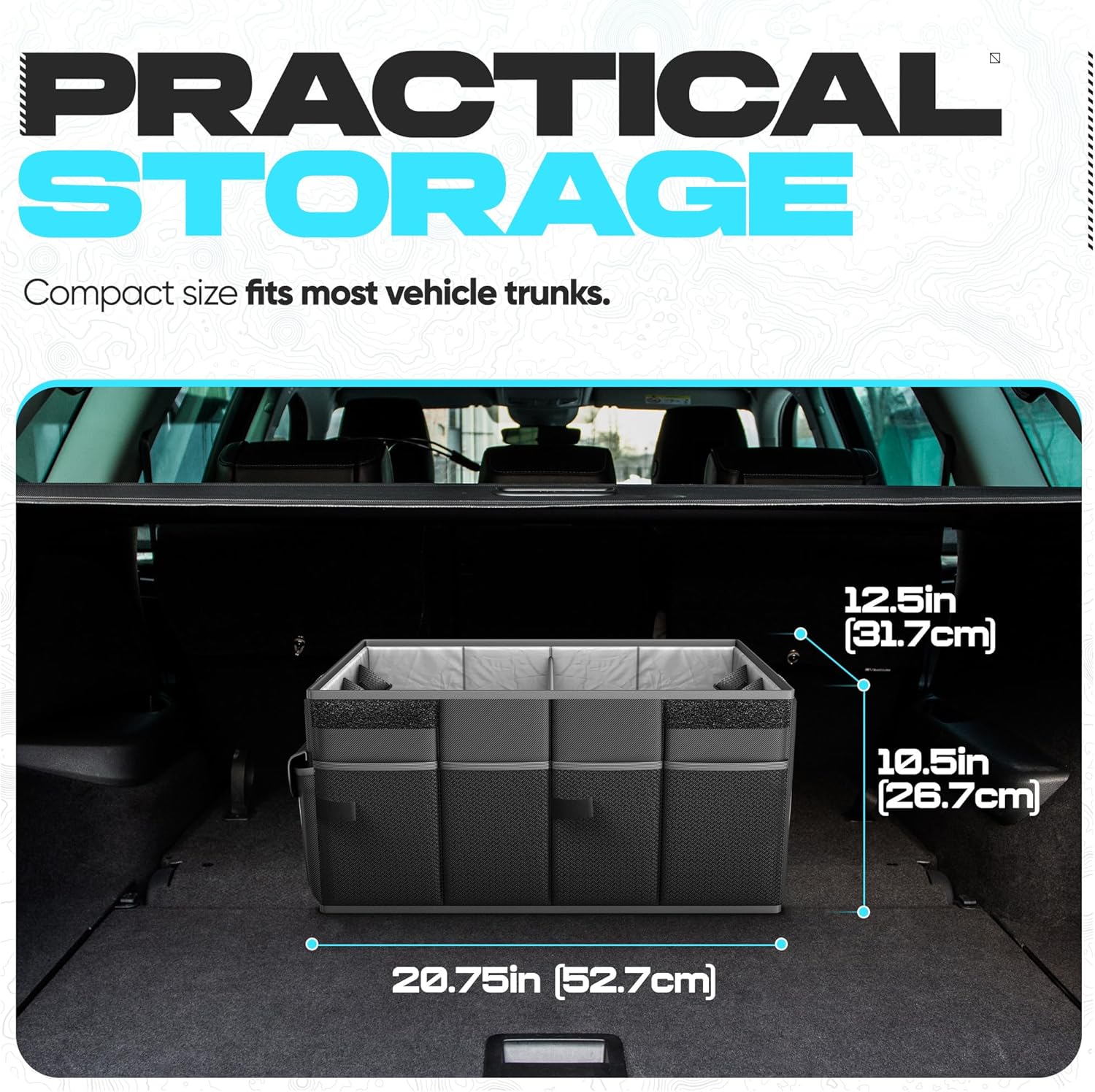 FORTEM Trunk Organizer For SUV Car Trunk Organizer, Foldable Storage, Car Accessories for Women Men, Collapsible Bag, Perfect Christmas Gifts, 600D Oxford, Non Slip Bottom, Straps, Soft Cover (45L) - Image 4