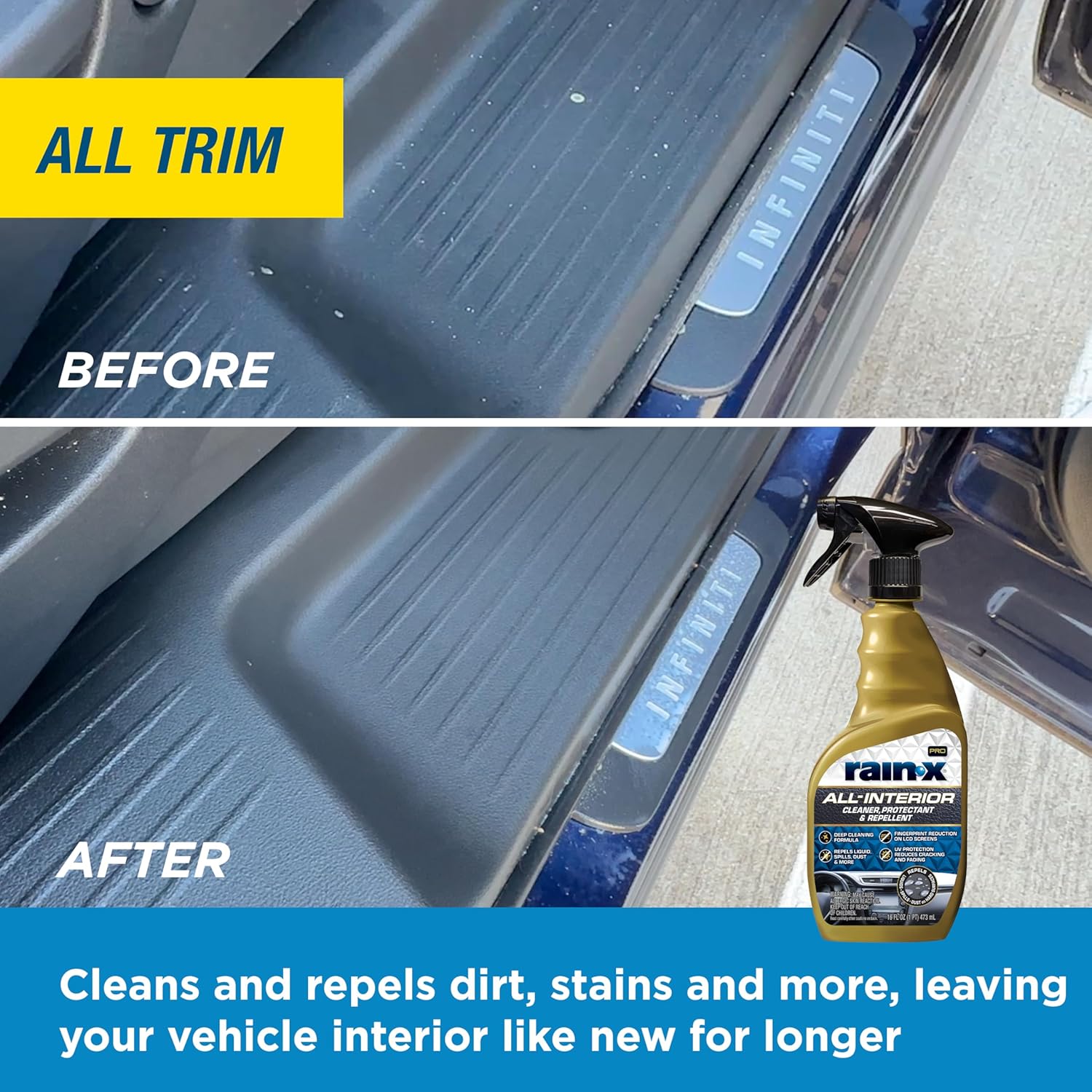 Rain-X 620232SRP All-Interior Cleaner Protectant & Repellent for Car Interiors, Cleans + Repels Liquid Spills & Dust without Residue, Cherry Scent 16 Fl Oz. - Image 6