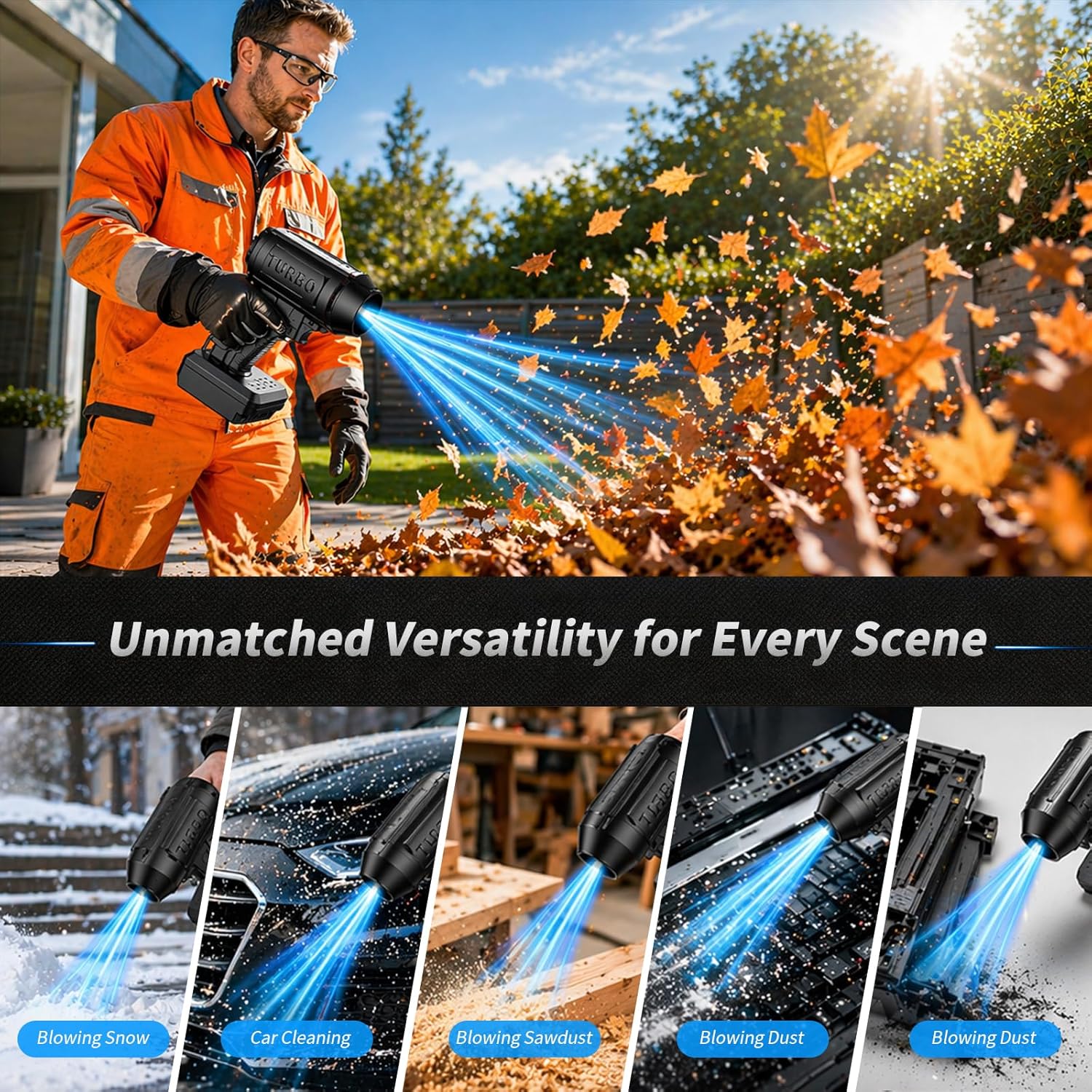 Turbo Blower 2.0 Cordless as Seen on TV Car Air Dryer Gas for Drying Strongest Mini Leaf Blowers Power Tool Only Battery Powered by Portable Hand Held Small Electric Snow - Image 7