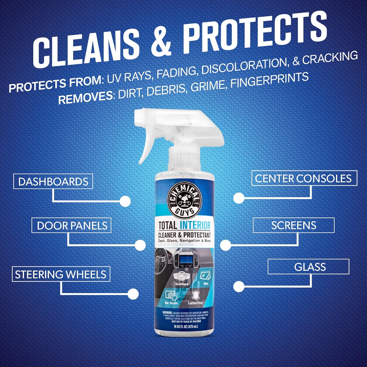 Chemical Guys Car Detailing Kit, Car Cleaning Kit with Total Interior Cleaner & Protectant, Sprayable Wheel Cleaner, Car Wash Soap, Bucket, Brushes, and Detailing Accessories - 17 Piece Wash Kit - Image 6