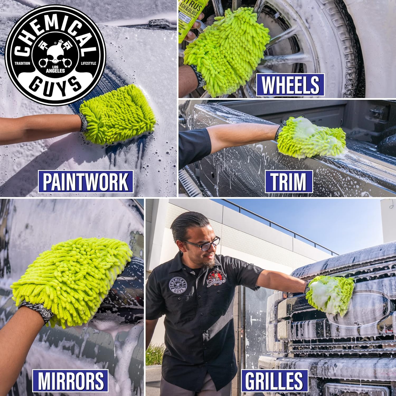 Chemical Guys Chenille Premium Scratch-Free Microfiber Wash Mitt for Car Washing - Lime Green, Ultra-Soft Car Wash Glove, Swirl-Free Finish, Safe for Trucks, SUVs, Motorcycles, and More - Image 10