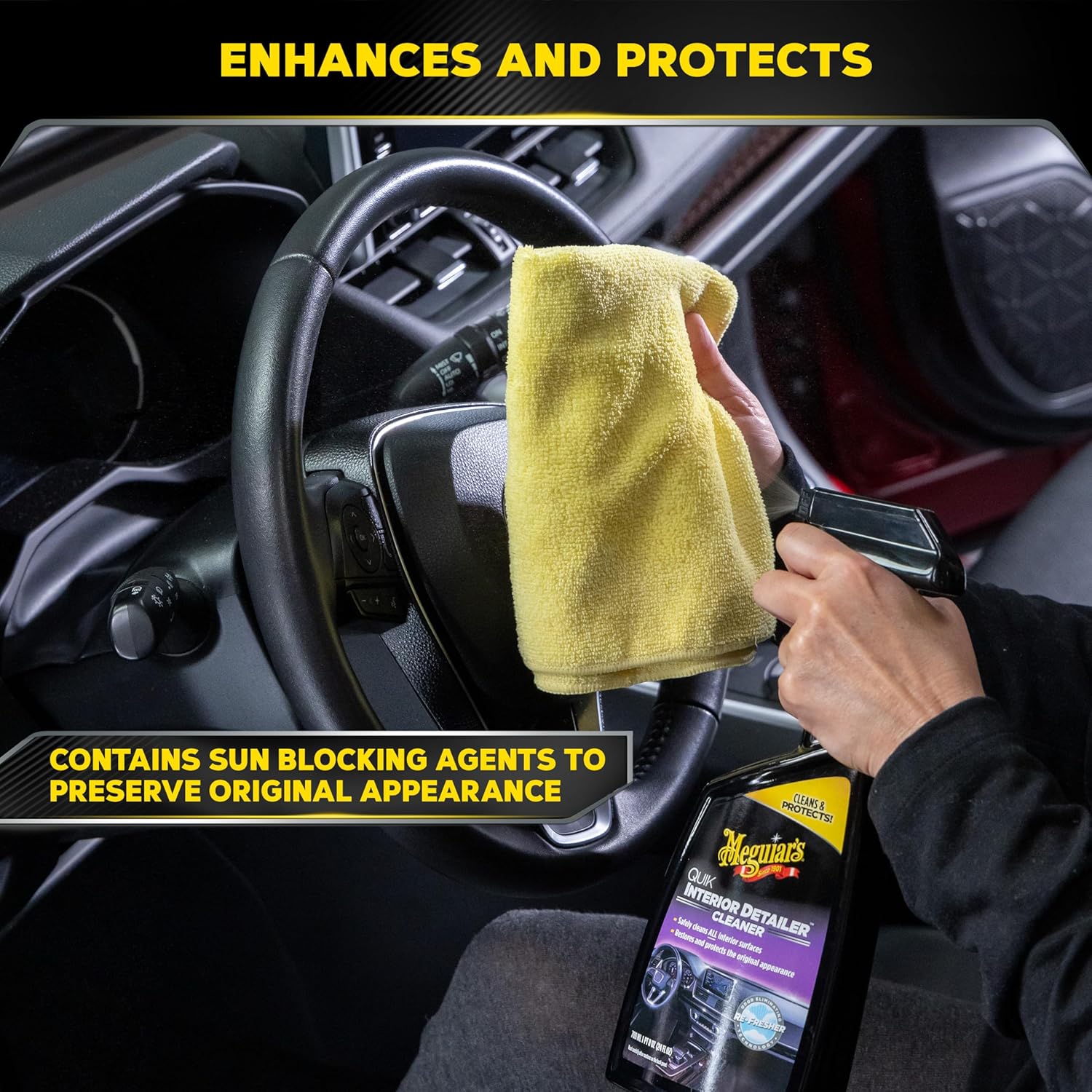 Meguiar's Quik Interior Detailer Cleaner, Quick Detailer Spray Cleans And Refresh Car Interiors, Use On Plastics, Leather & Rubber, Dashboards, Trim In Cars, Trucks & Suvs - 24 Oz Spray Bottle - Image 8