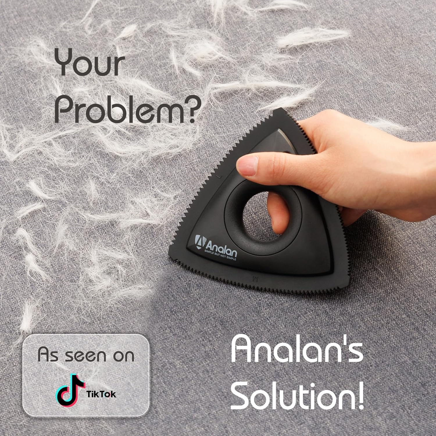 Analan Mini Pet Hair Remover for Car Detailing Supplies, Carpet Dog Hair Remover for Car Interior, Triangle Dog Hair Remover for Auto Detailing, Couch, Furniture, Lint, Carpet (Jet Black) - Image 2