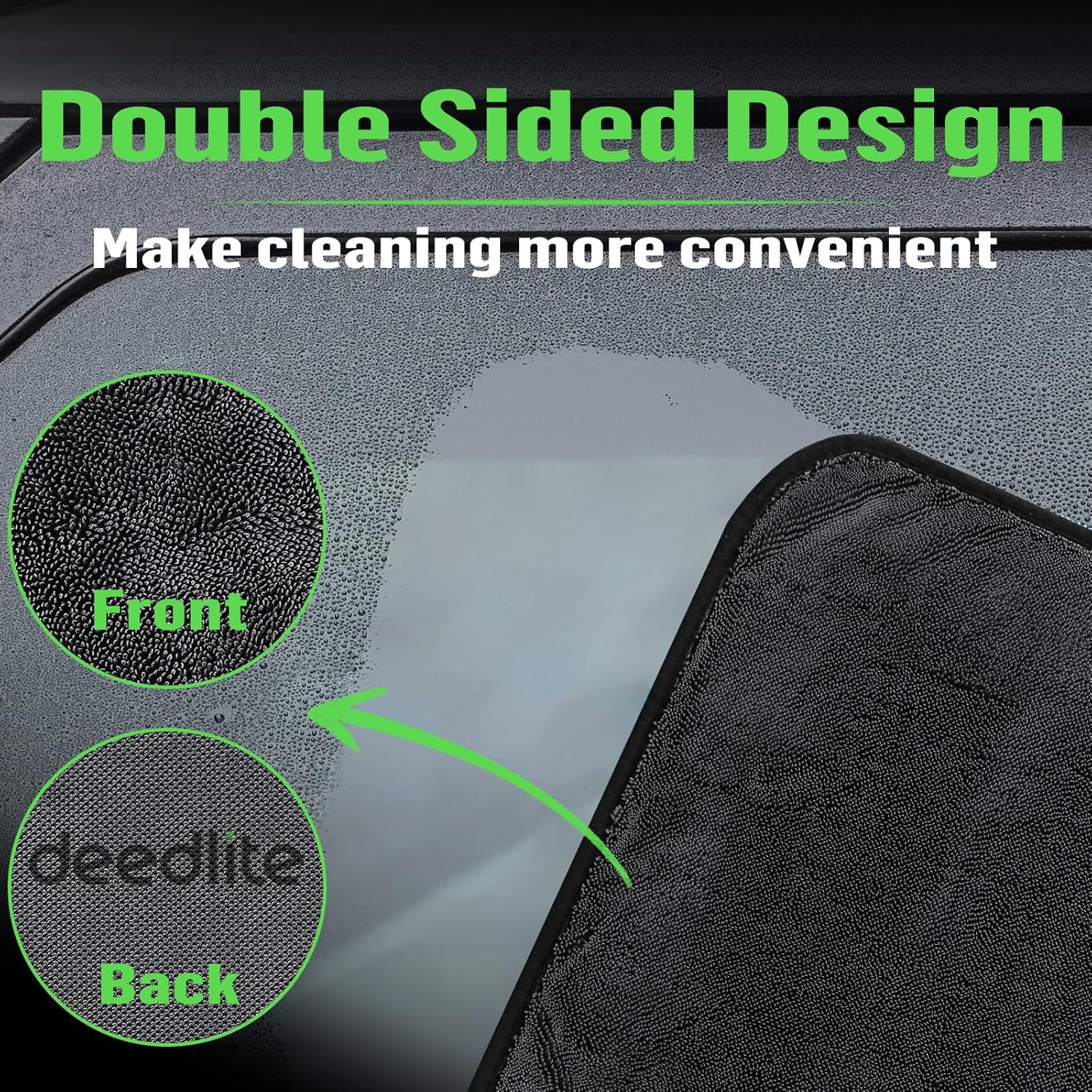 Deedlite Bath Wipes Shower Cleaning Cloths, Premium Car Drying Towel | Ultra Absorbent Twisted-Loop Design| Microfiber Towel for Car, Shower Cabin, Household - Image 5
