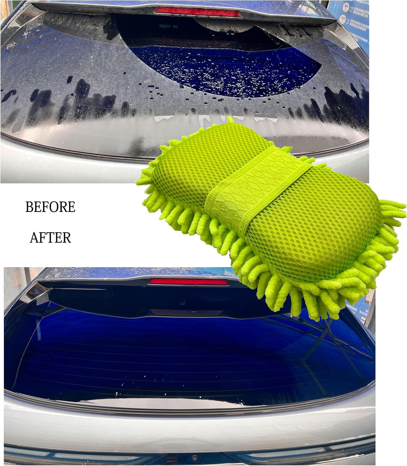 Microfiber Car Wash Sponge-Non-Scratch Wash Mitt-Two Sided Chenille Microfiber Washing Sponge-Mitt for Cars, Trucks, SUVs, Boats(2 Pack Green) - Image 6
