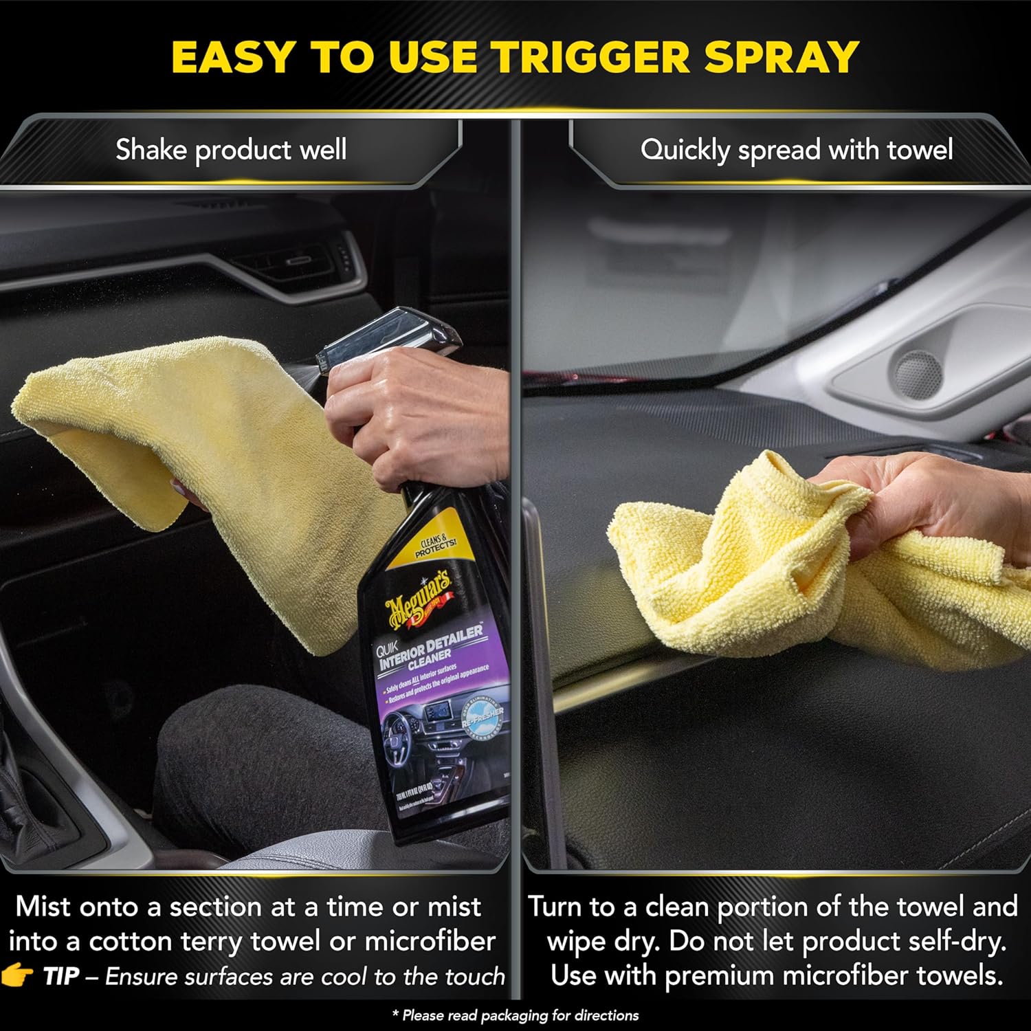Meguiar's Quik Interior Detailer Cleaner, Quick Detailer Spray Cleans And Refresh Car Interiors, Use On Plastics, Leather & Rubber, Dashboards, Trim In Cars, Trucks & Suvs - 24 Oz Spray Bottle - Image 6