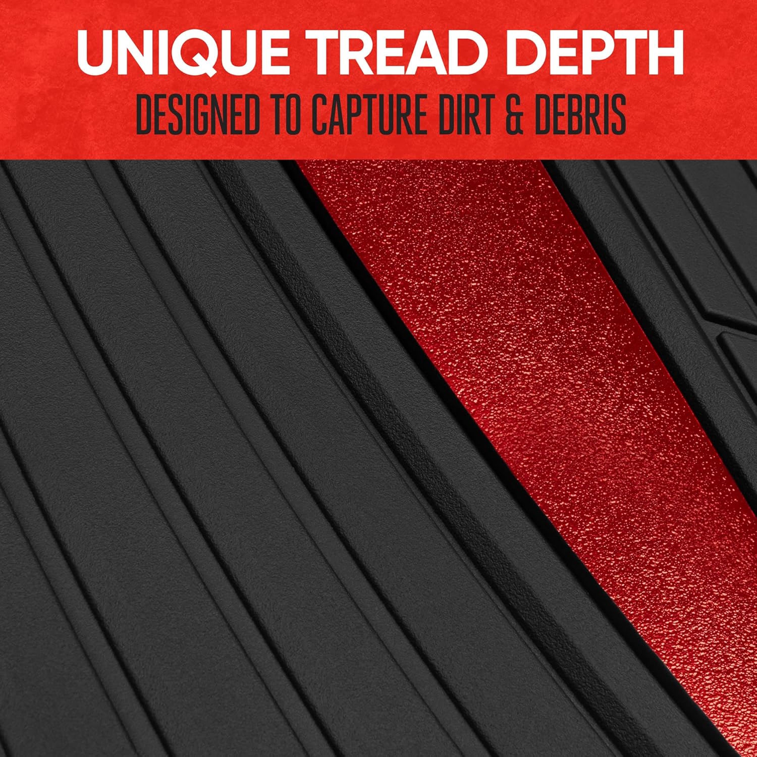 Motor Trend ChromeTech Car Floor Mats Full Set - Durable Rubber Floor Mats for Cars with Two Tone Accent, All Weather Interior Protection for Front and Rear with Non-Slip Backing, Red Chrome - Image 4